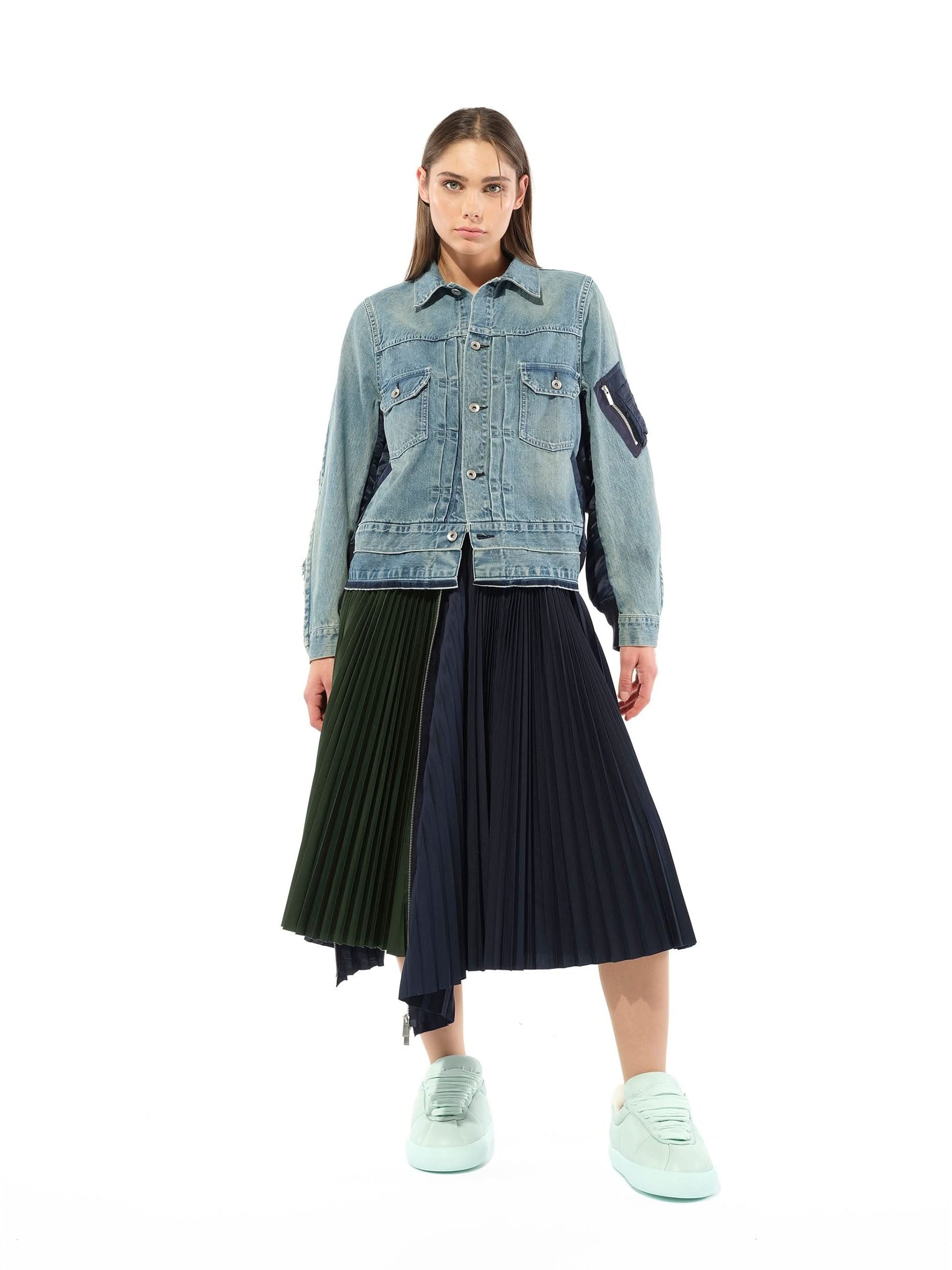 Cotton Zipper Skirt in Navy