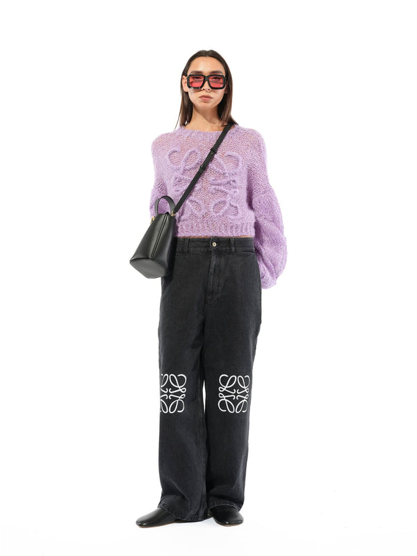 Cropped Anagram Mohair Sweater in Lavender