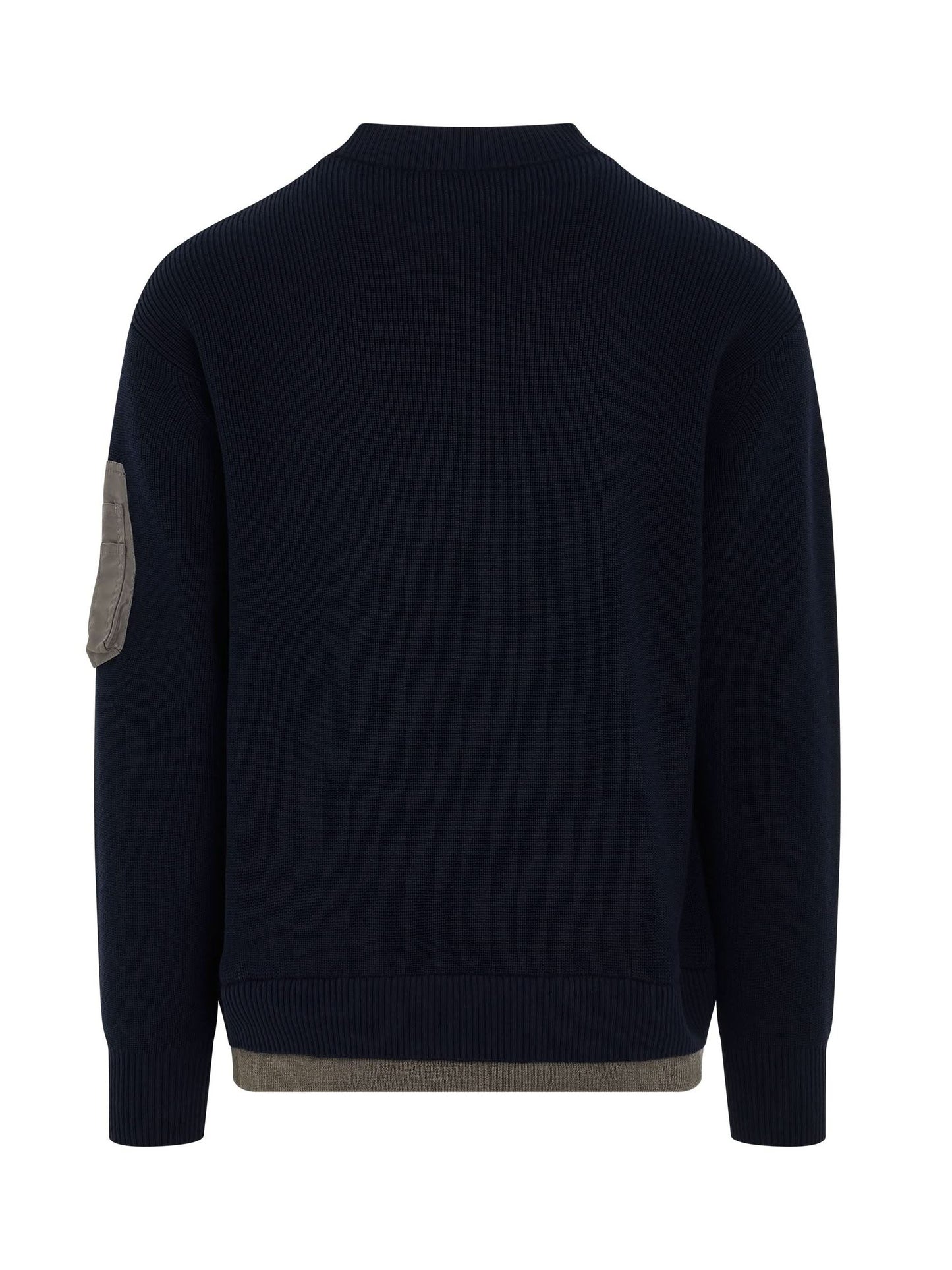 Nylon Twill x Knit Pullover in Navy