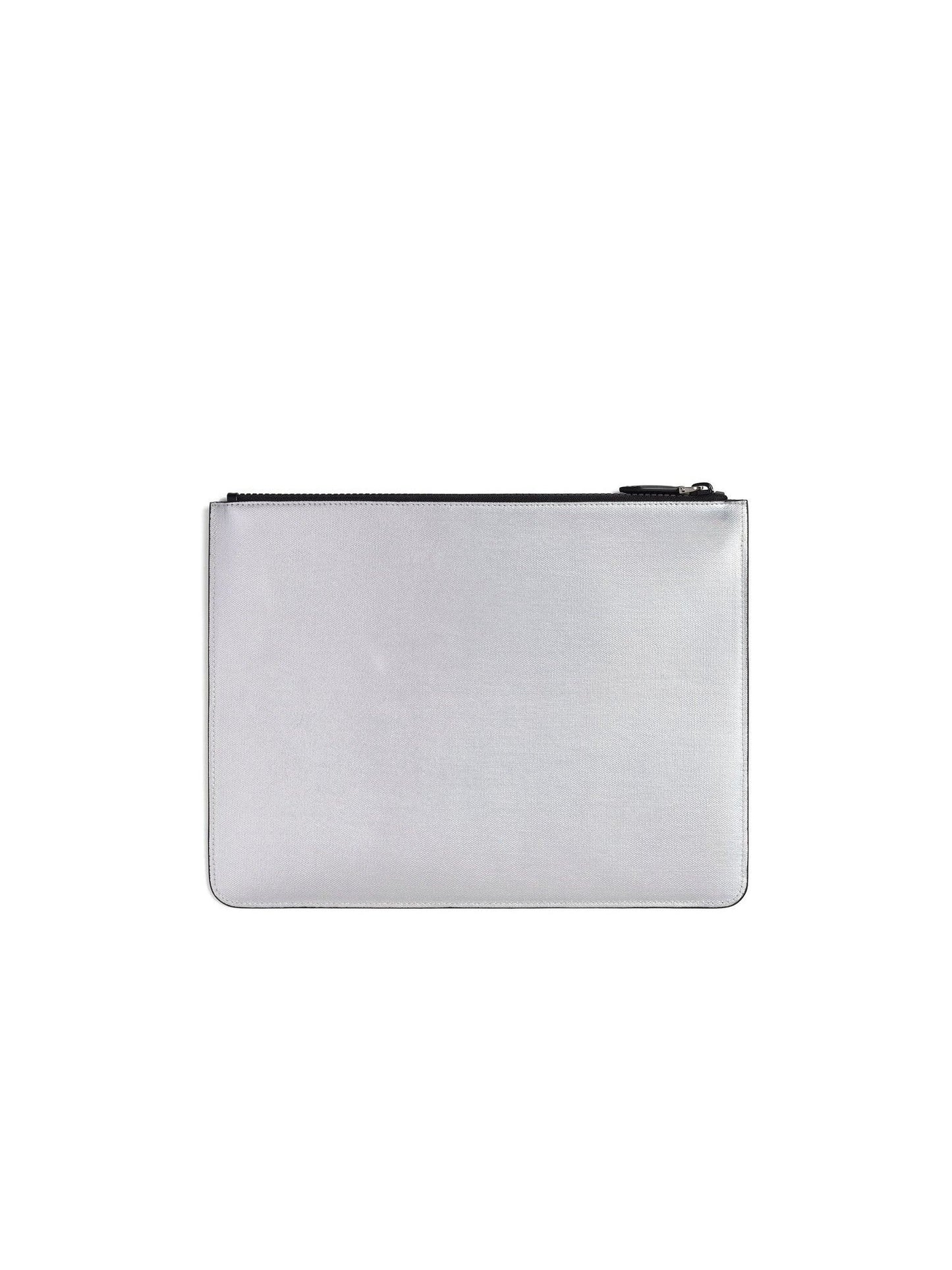 Classic Large Zipped Pouch in Silver
