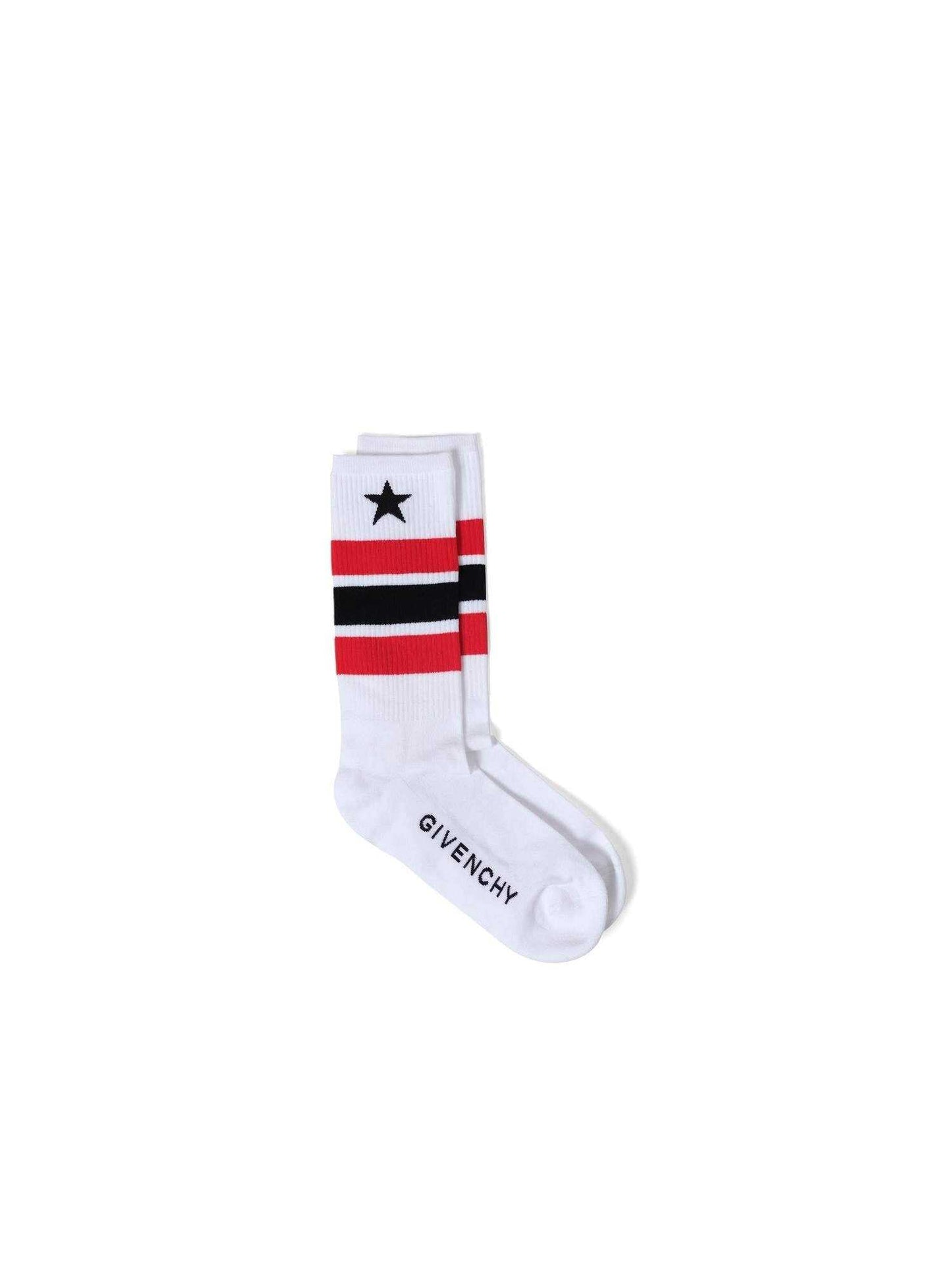 Star Socks in White/Red