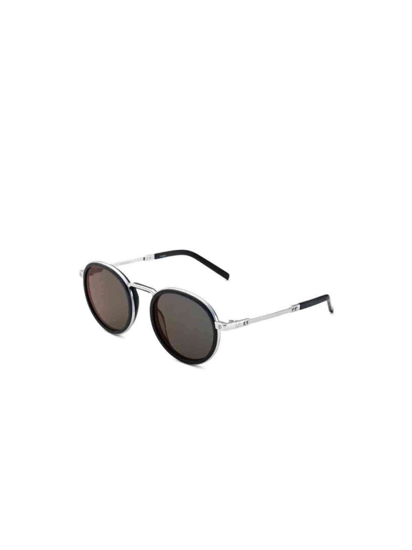 Silver Matte Rounded Sunglasses with Red Mirror Lens