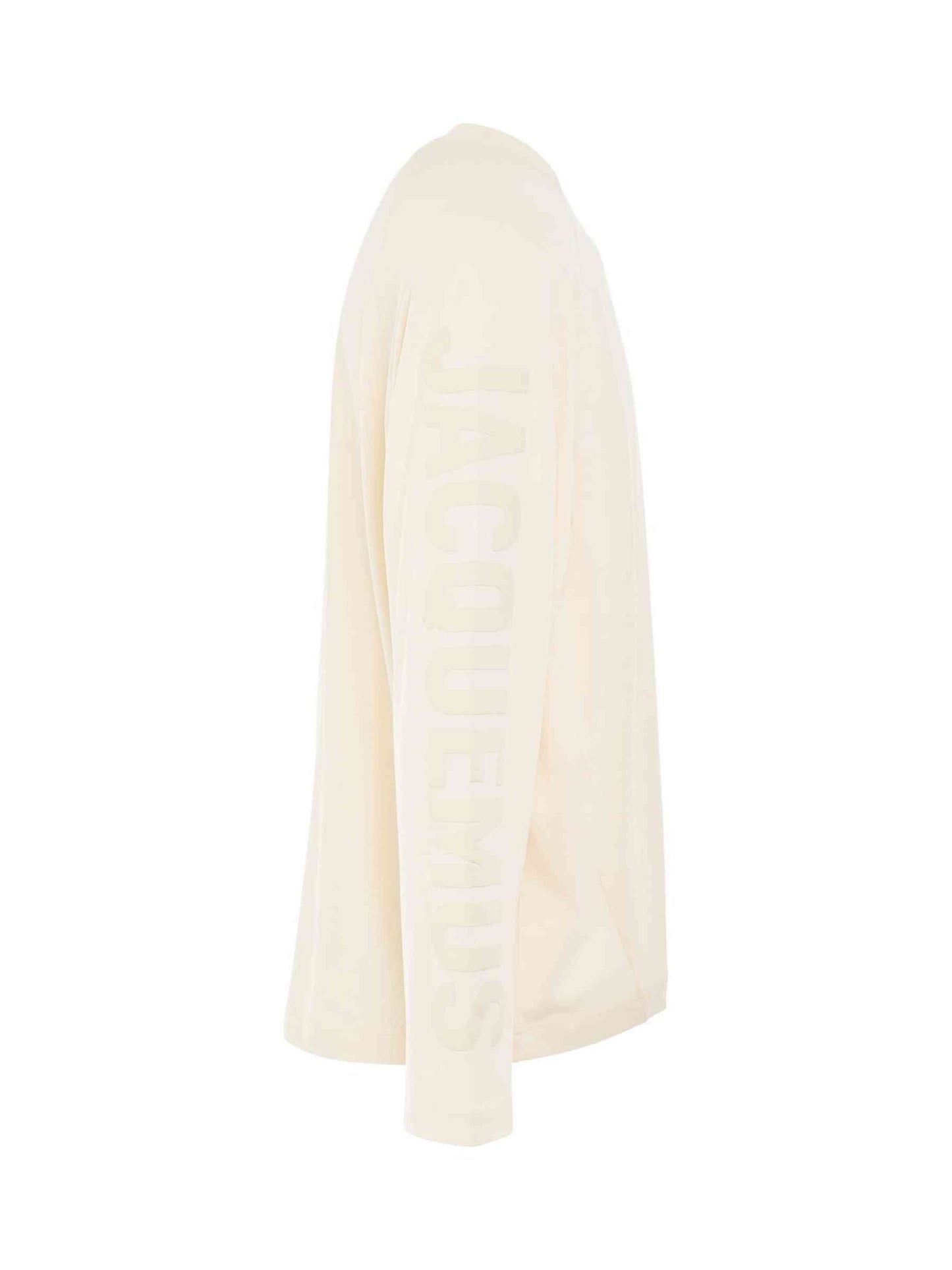 Typo Logo Long Sleeve T-Shirt in Light Beige