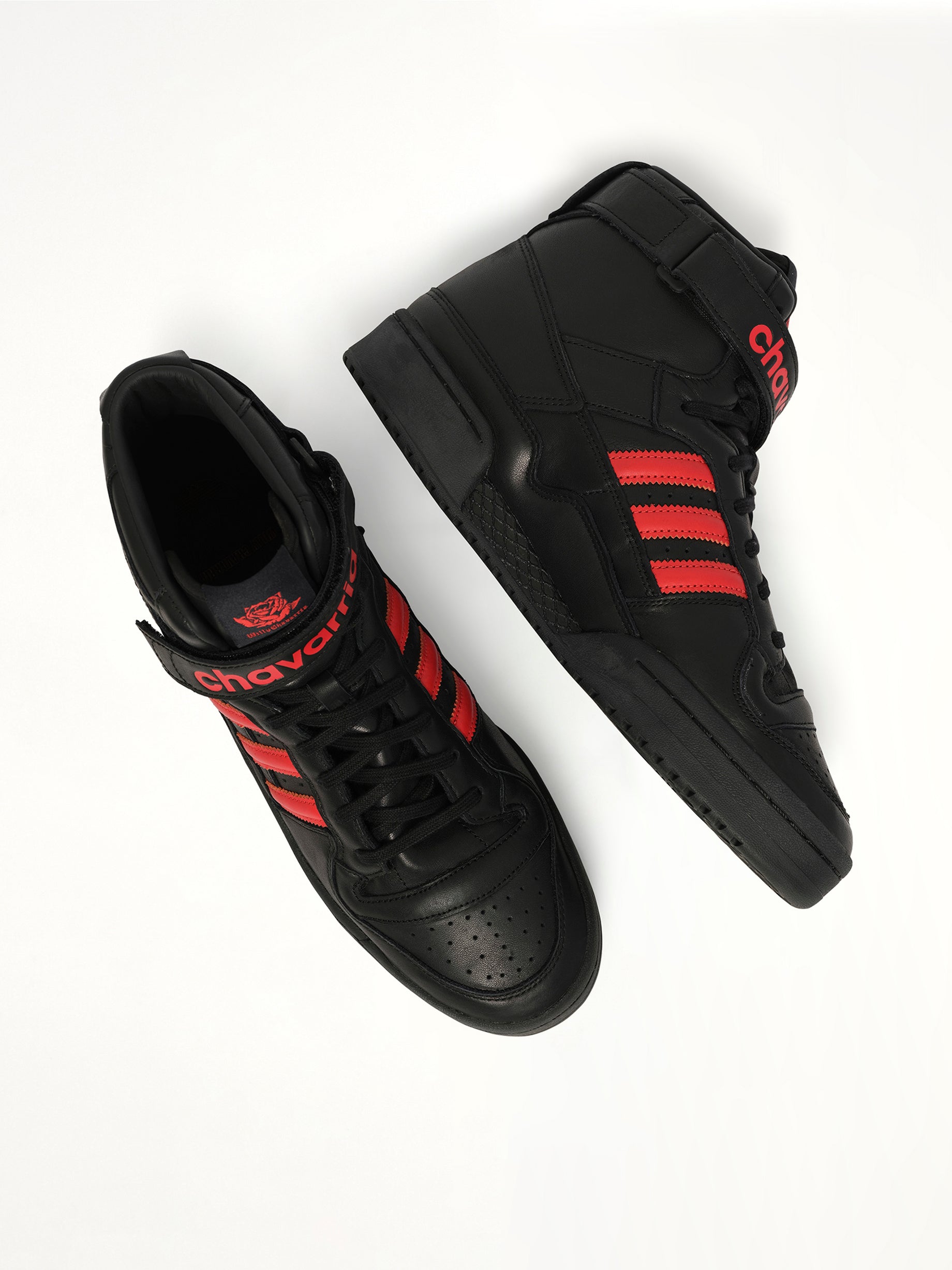 Adidas X Chavarria Forum High in Black/Red Top View | WILLY CHAVARRIA