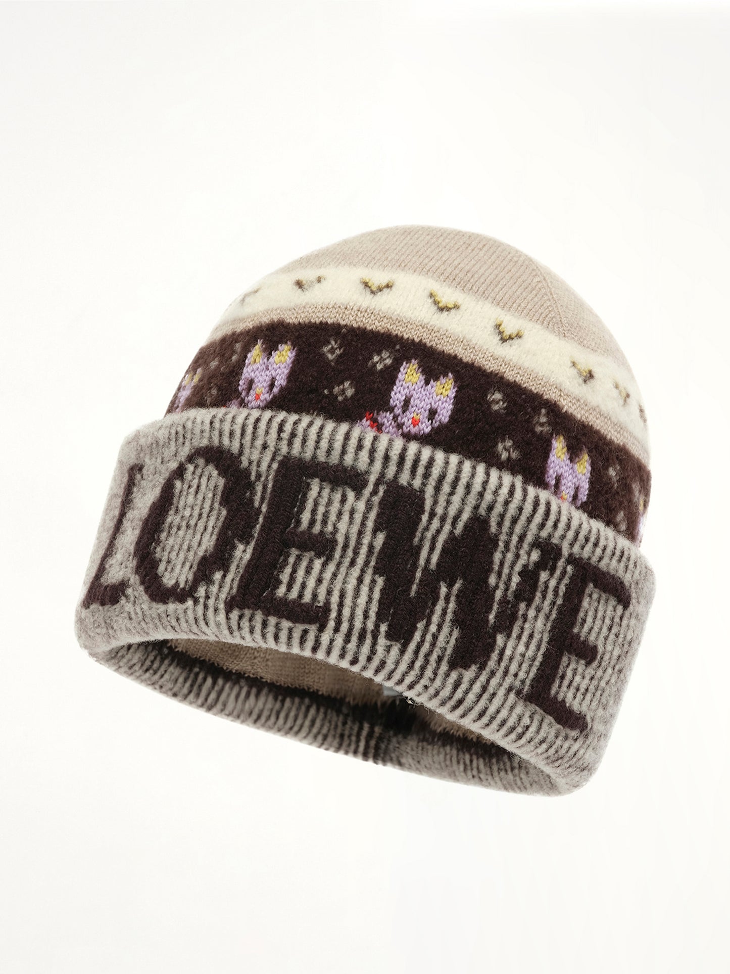Louis Wain Beanie in Beige/Multicolour