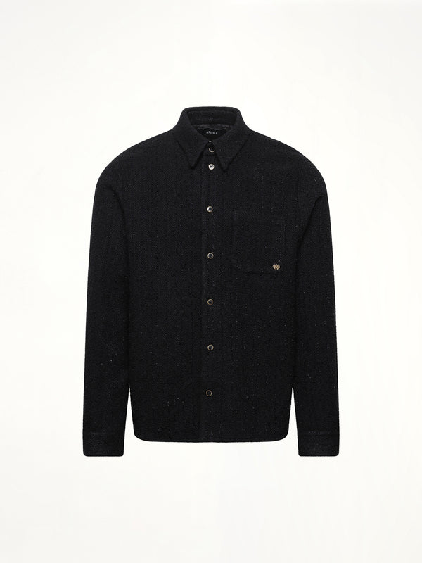 Shimmer Boucle Long Sleeve Shirt in Black