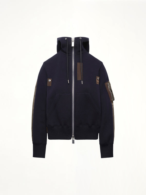 Sponge x Nylon Twill Hoodie in Navy/Dark Khaki