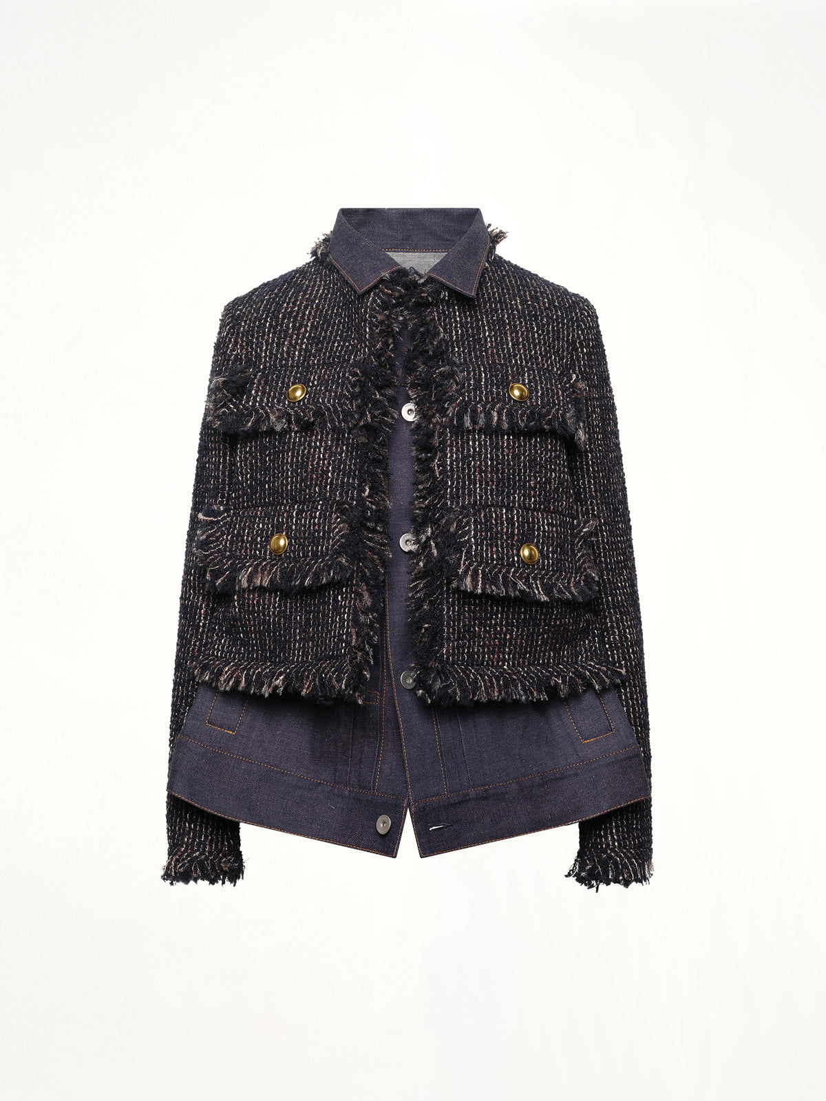Denim x Tweed Jacket in Navy/Indigo