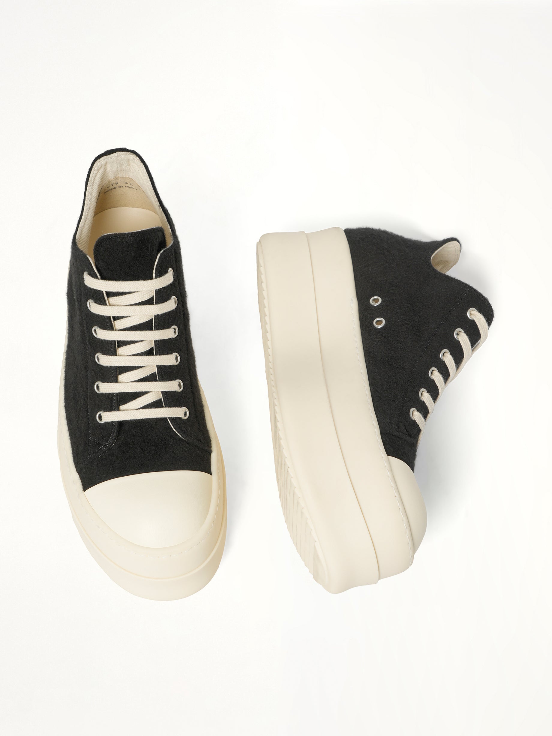 Double Bumper Sneaker in Black/Milk/Milk Top View | RICK OWENS DRKSHDW
