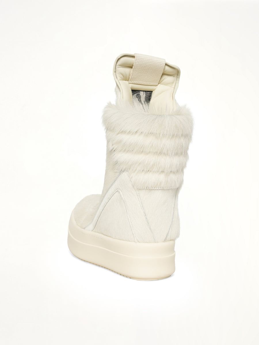 Fur Megageobasket in Milk Back View | RICK OWENS