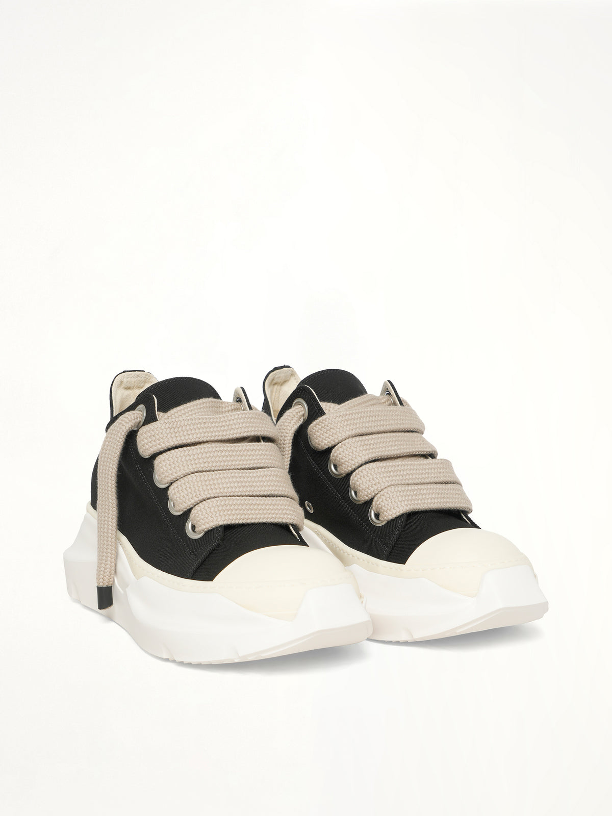 Jumbolace Abstract Low in Black/Milk/Milk Front View | RICK OWENS DRKSHDW