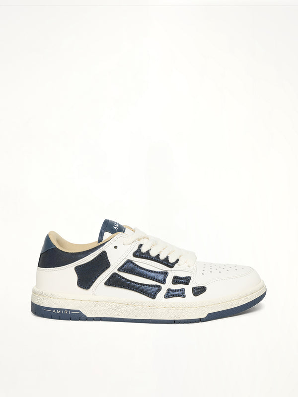 Denim Skeleton Low Top Sneakers in Wet Shimmer Side View | AMIRI