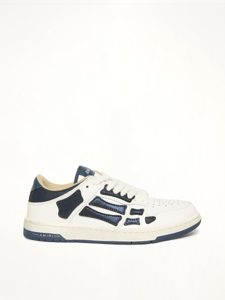 Denim Skeleton Low Top Sneakers in Wet Shimmer Side View | AMIRI