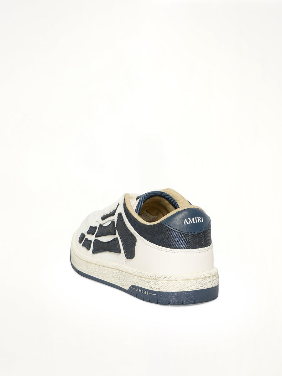 Denim Skeleton Low Top Sneakers in Wet Shimmer Back View | AMIRI