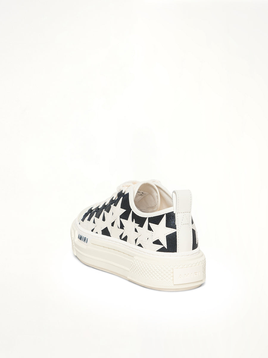 Denim Stars Court Low Sneaker in Wet Shimmer Back View | AMIRI