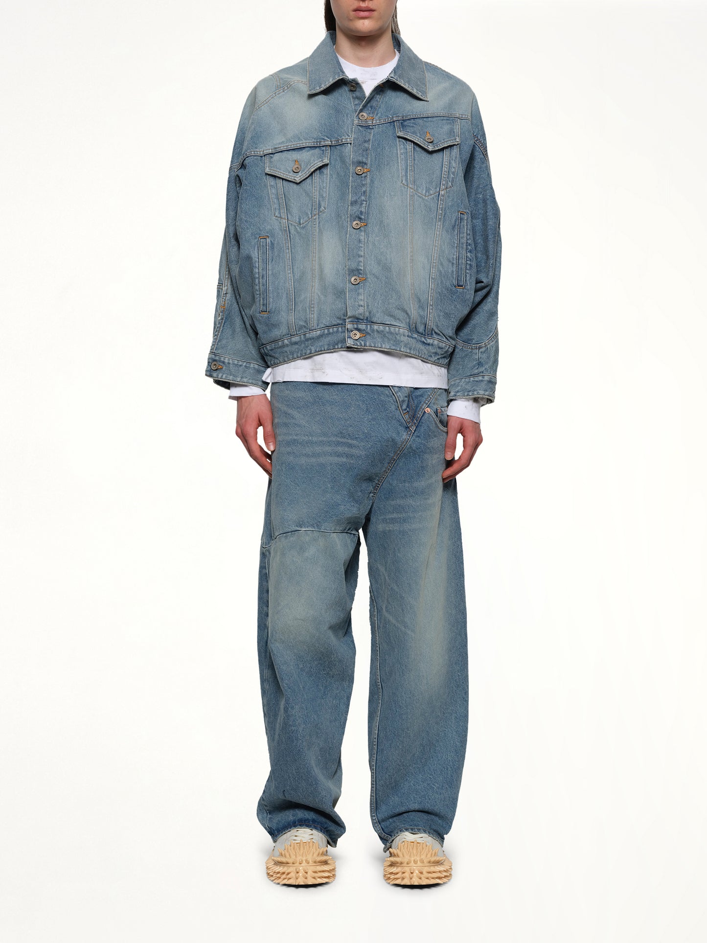 Distorted Cutting Denim Jacket in Indigo
