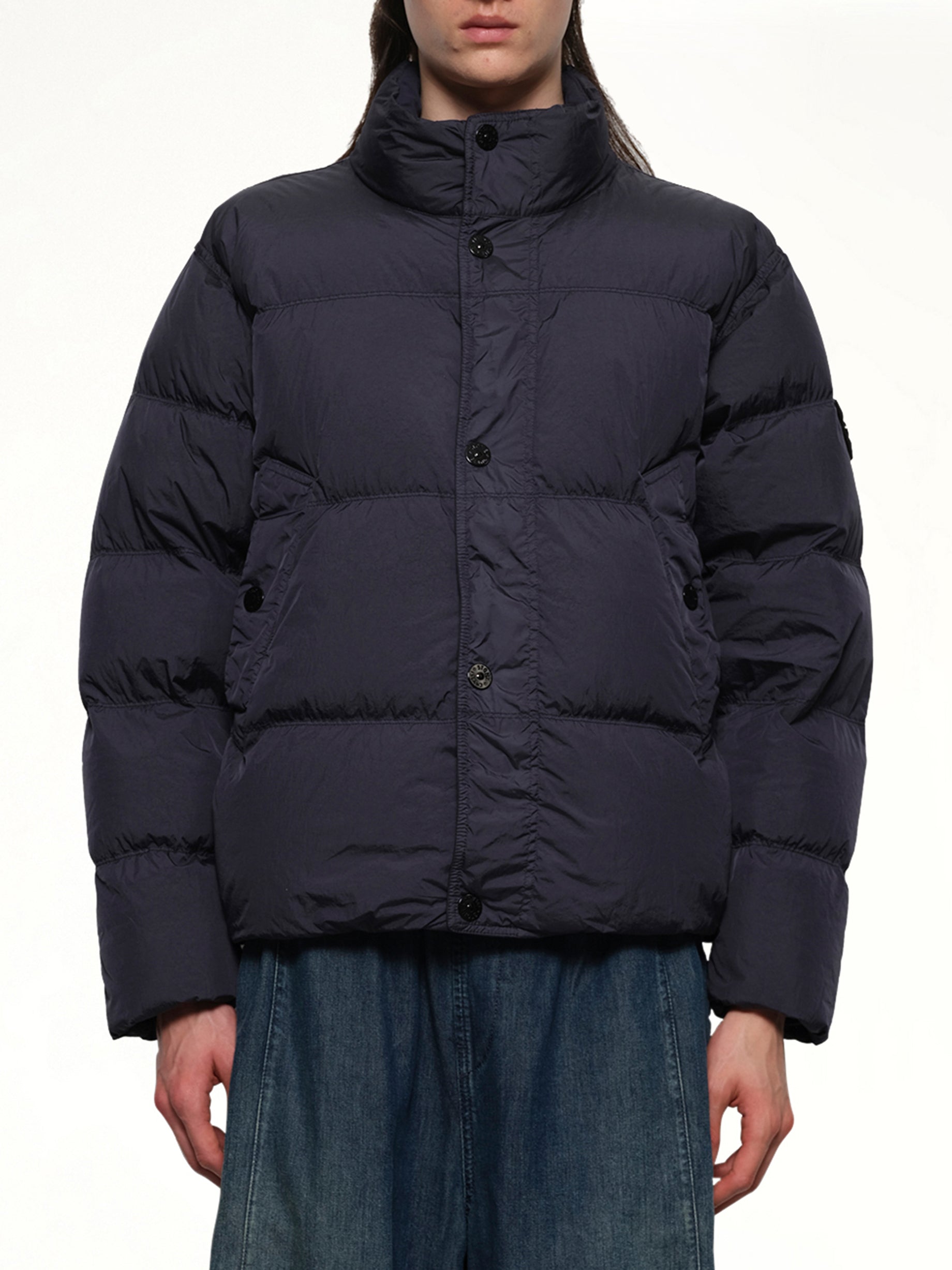410001 Garment Dyed Crinkle Nylon Down in Navy Blue