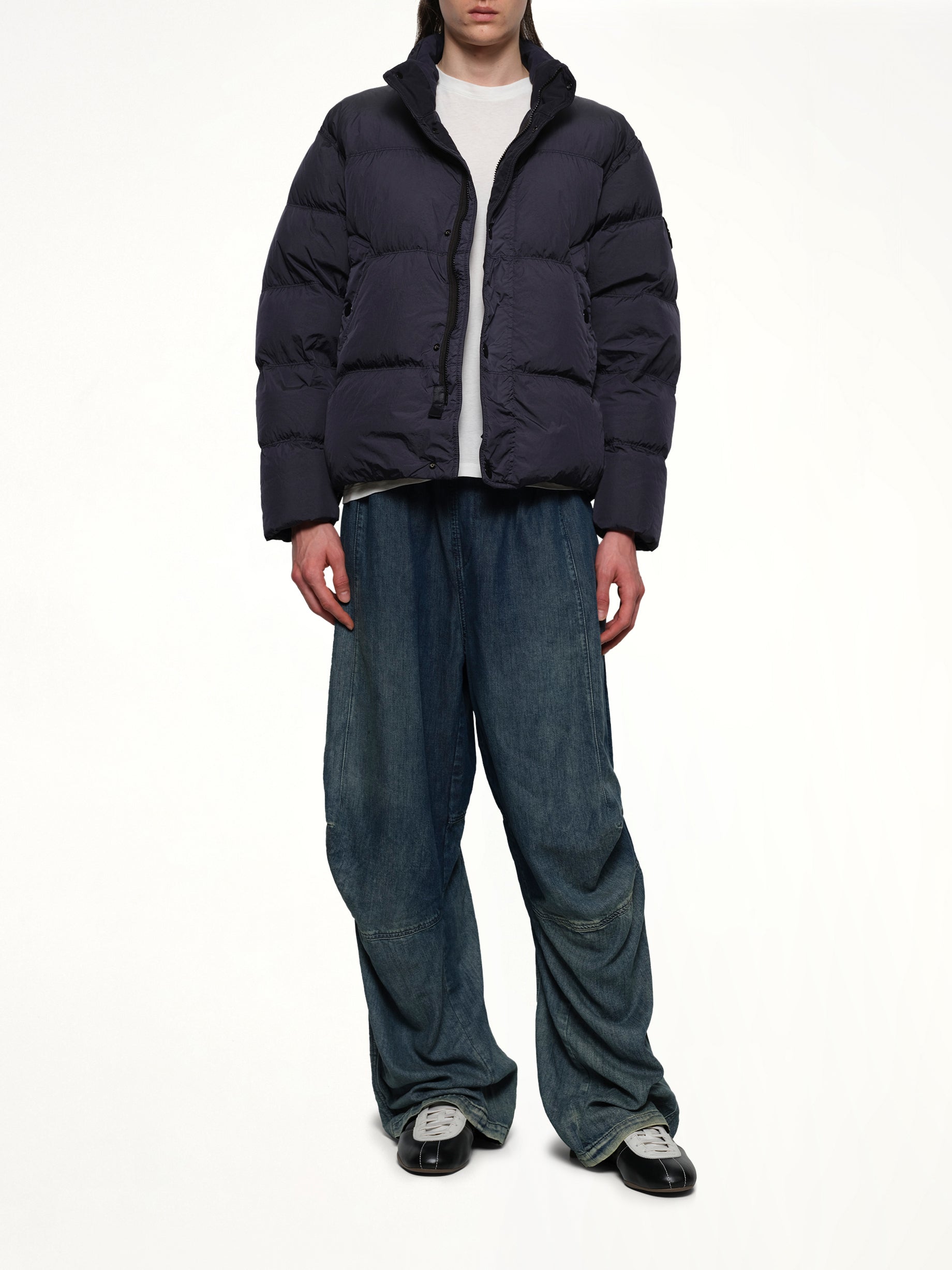 410001 Garment Dyed Crinkle Nylon Down in Navy Blue