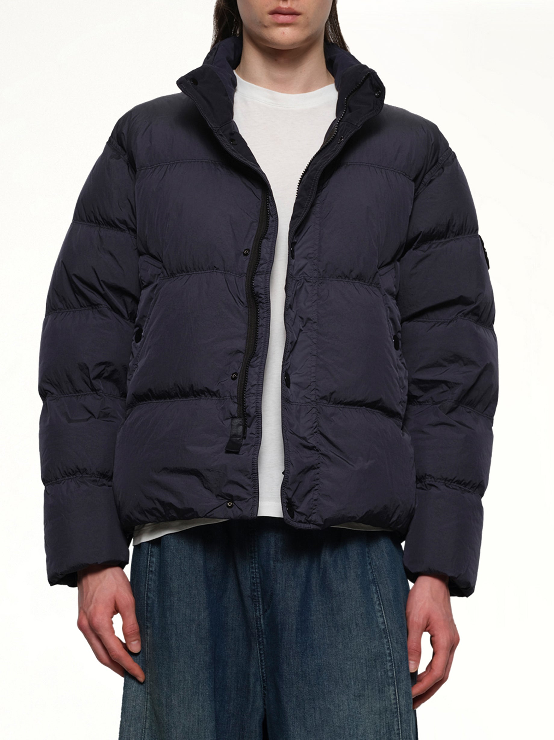 410001 Garment Dyed Crinkle Nylon Down in Navy Blue