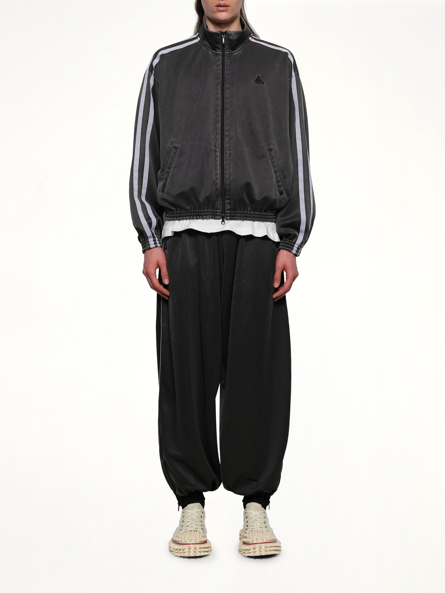 Faded Black Track Jacket in Grey