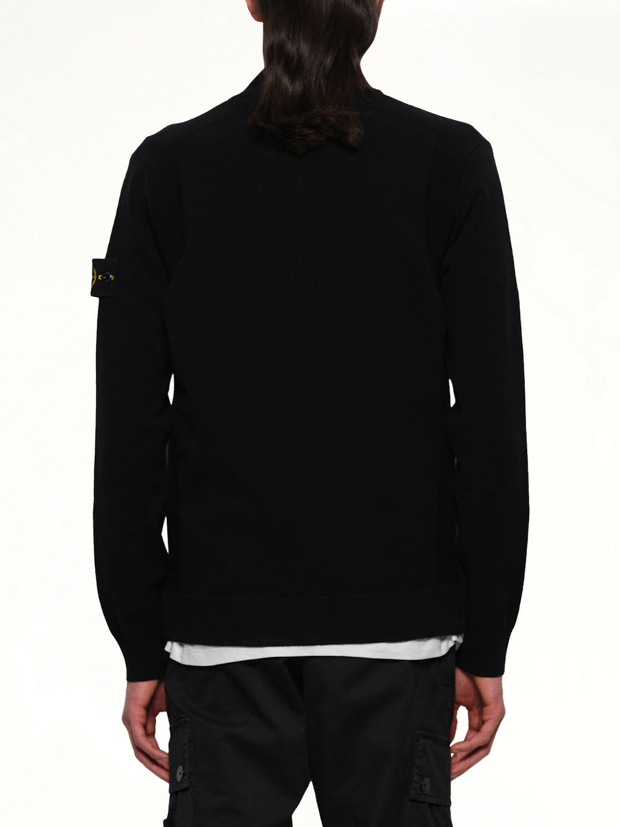 510006 Strech Wool Cardigan in Black