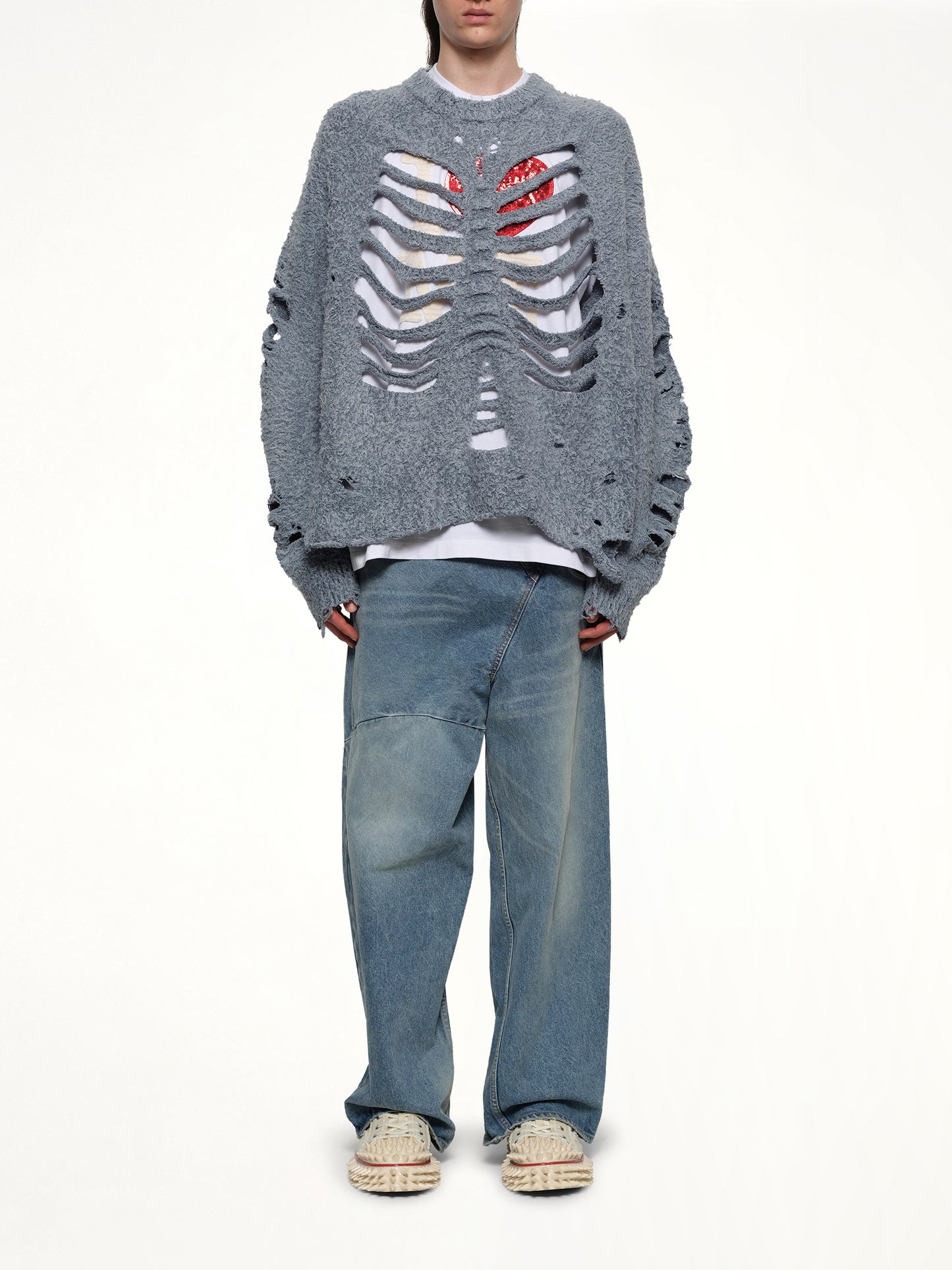 Ribcage Knit Pullover in Blue