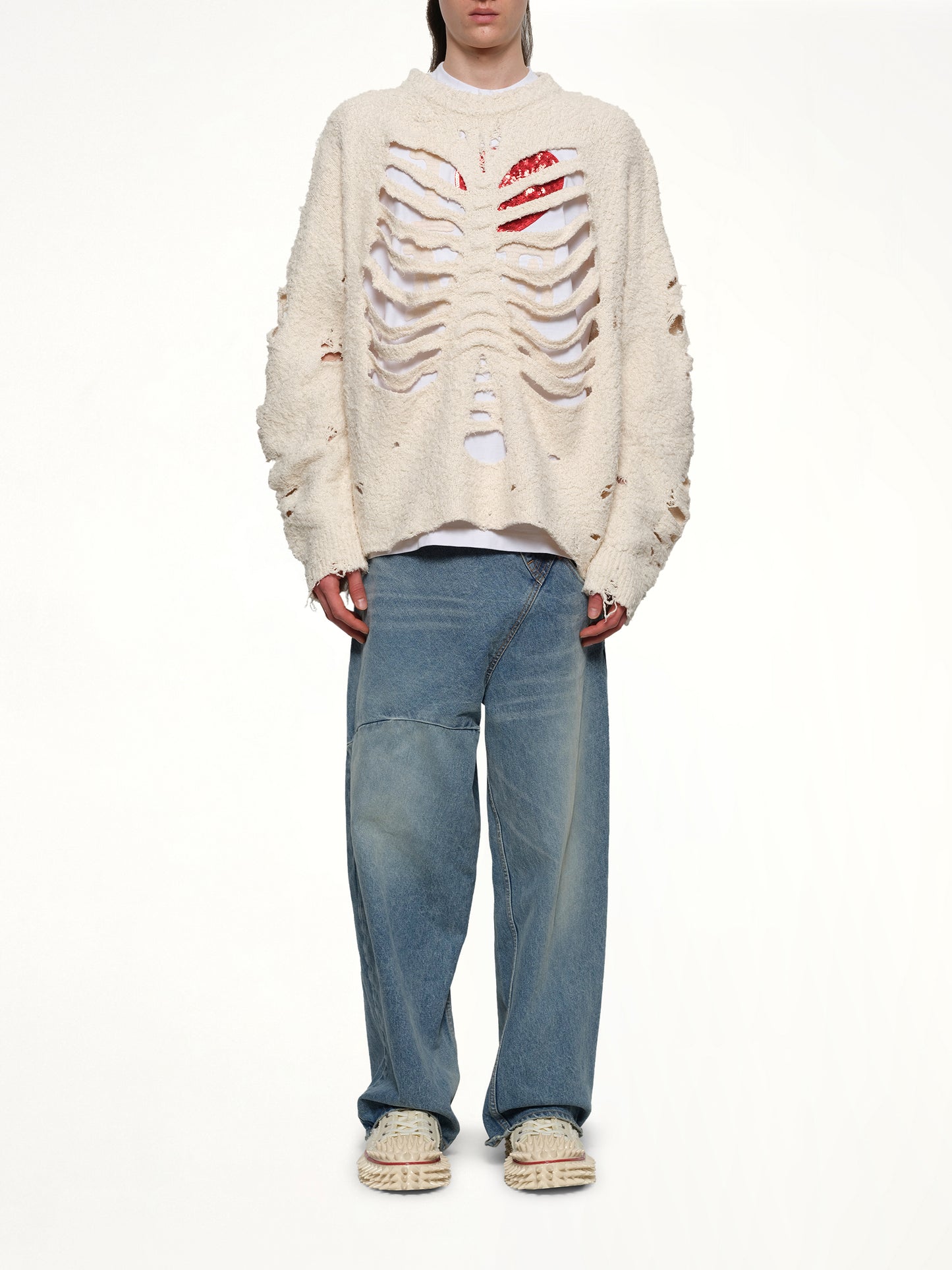 Ribcage Knit Pullover in Ivory