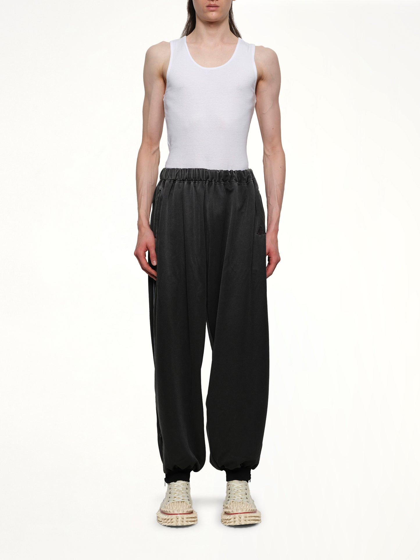 Faded Black Track Pants in Grey