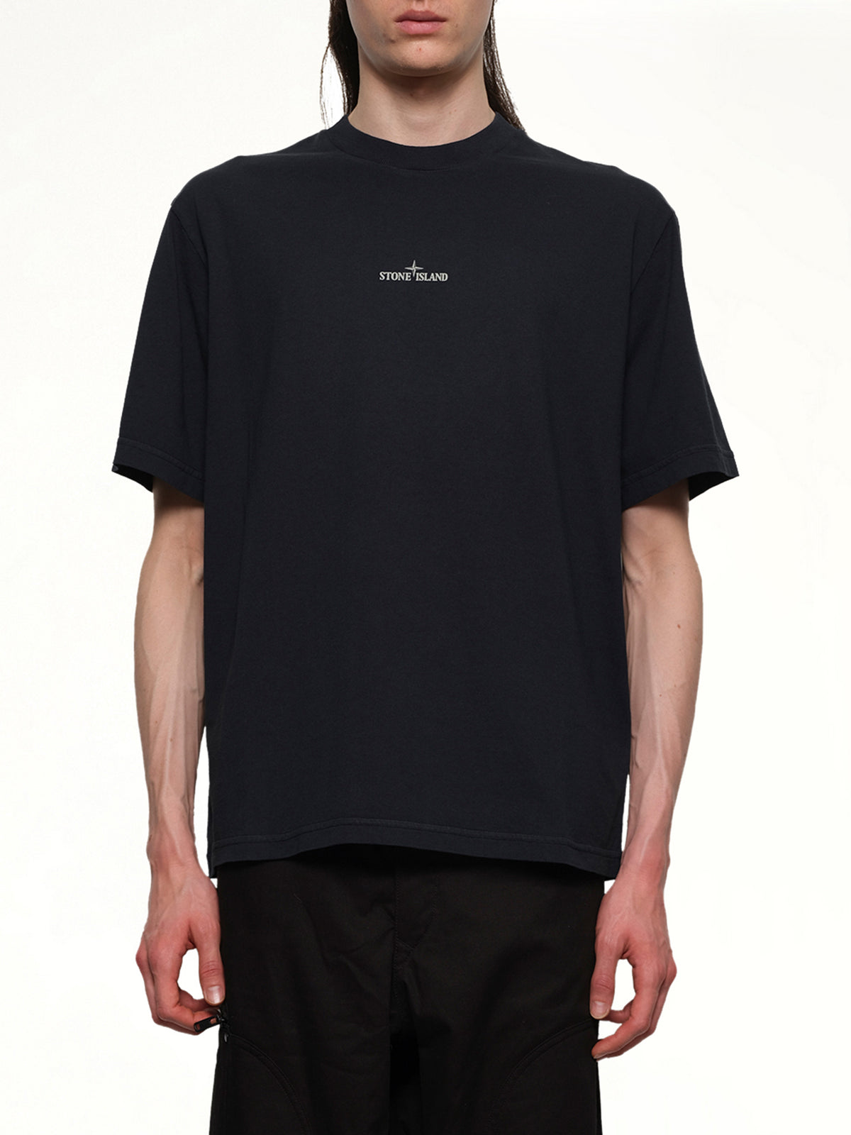 210003インダストリアルプリントS/S Tシャツ(ネイビーブルー)