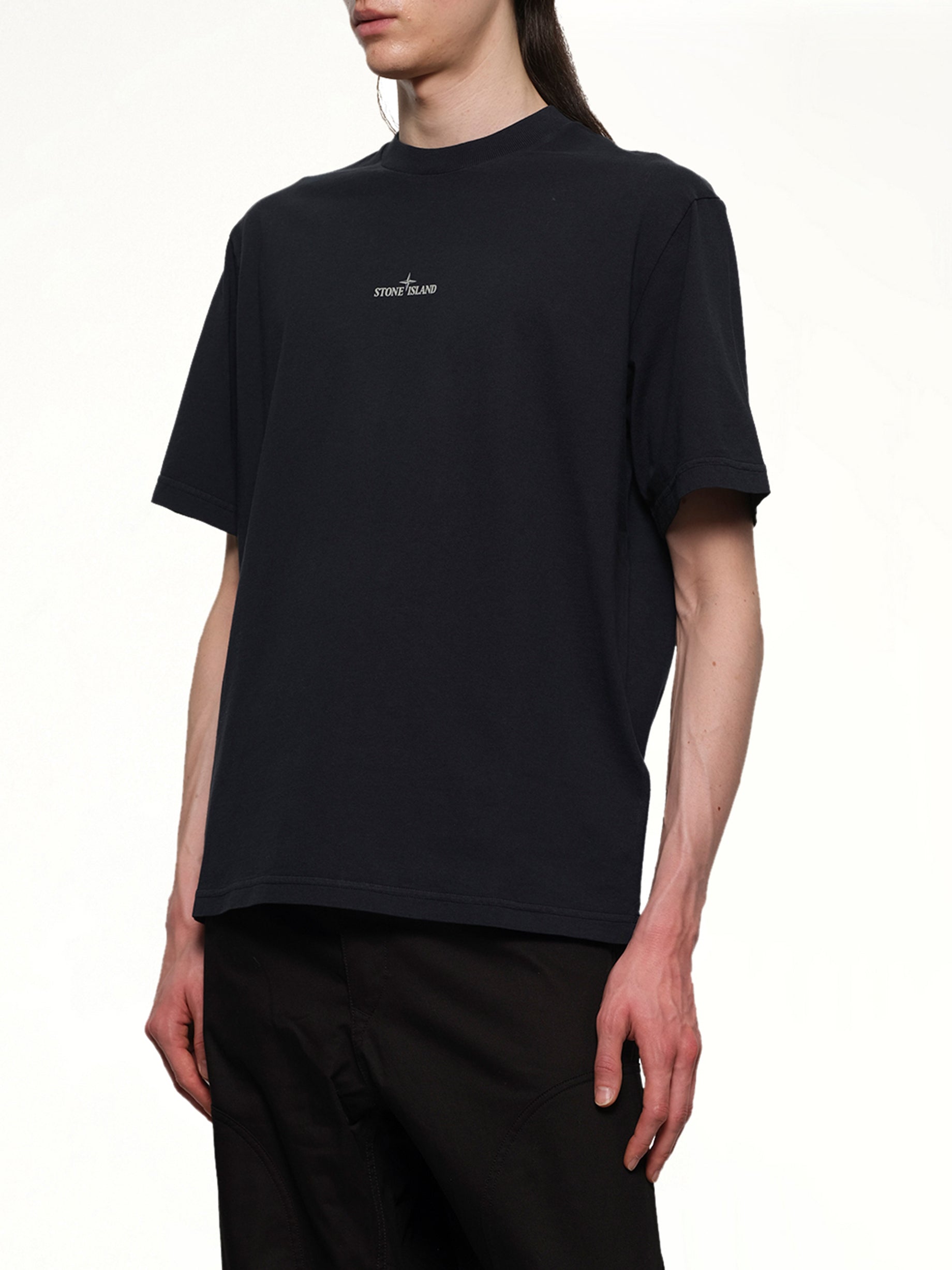 210003インダストリアルプリントS/S Tシャツ(ネイビーブルー)