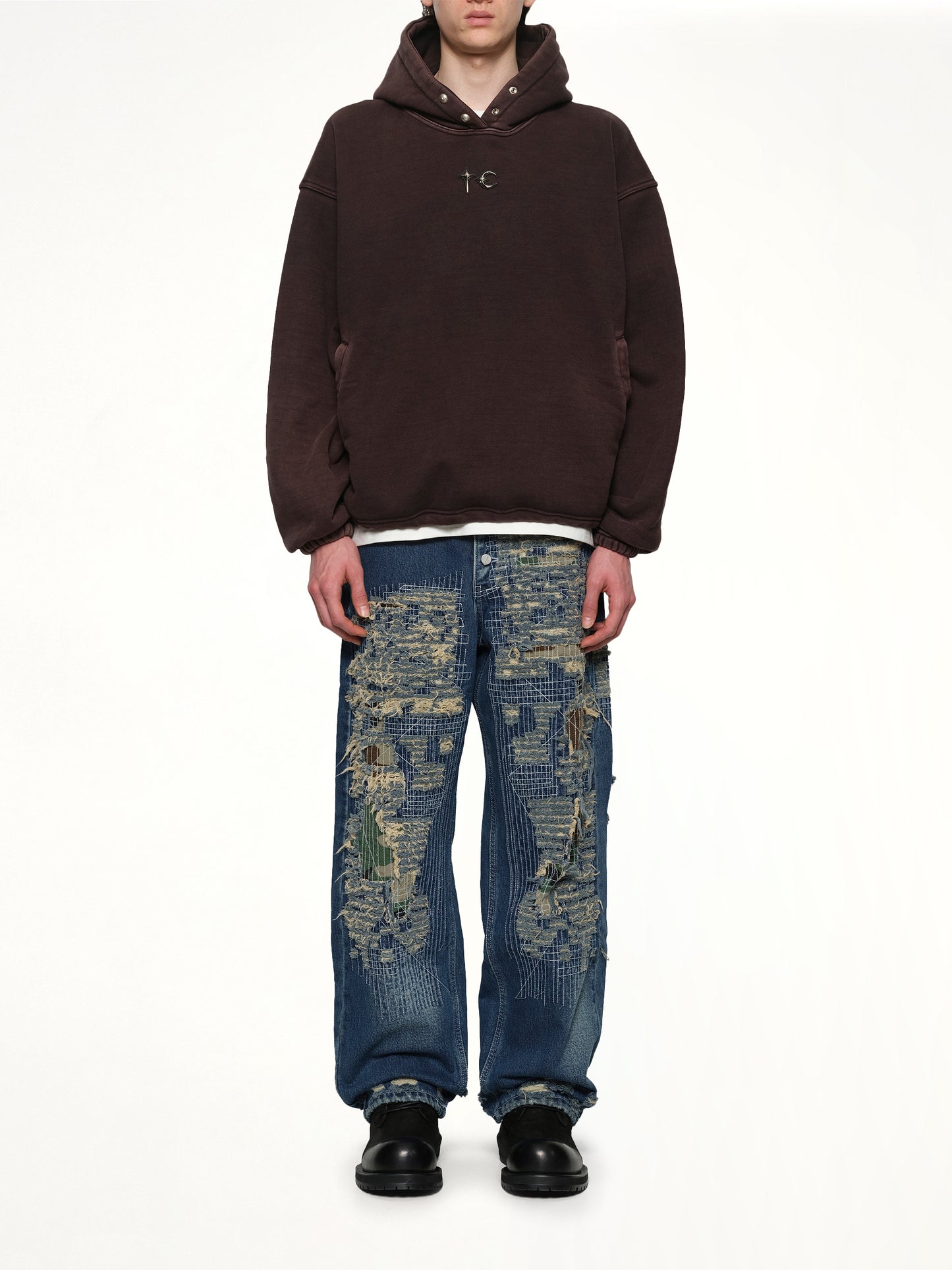 Devil Peace Patch Hoodie in Black