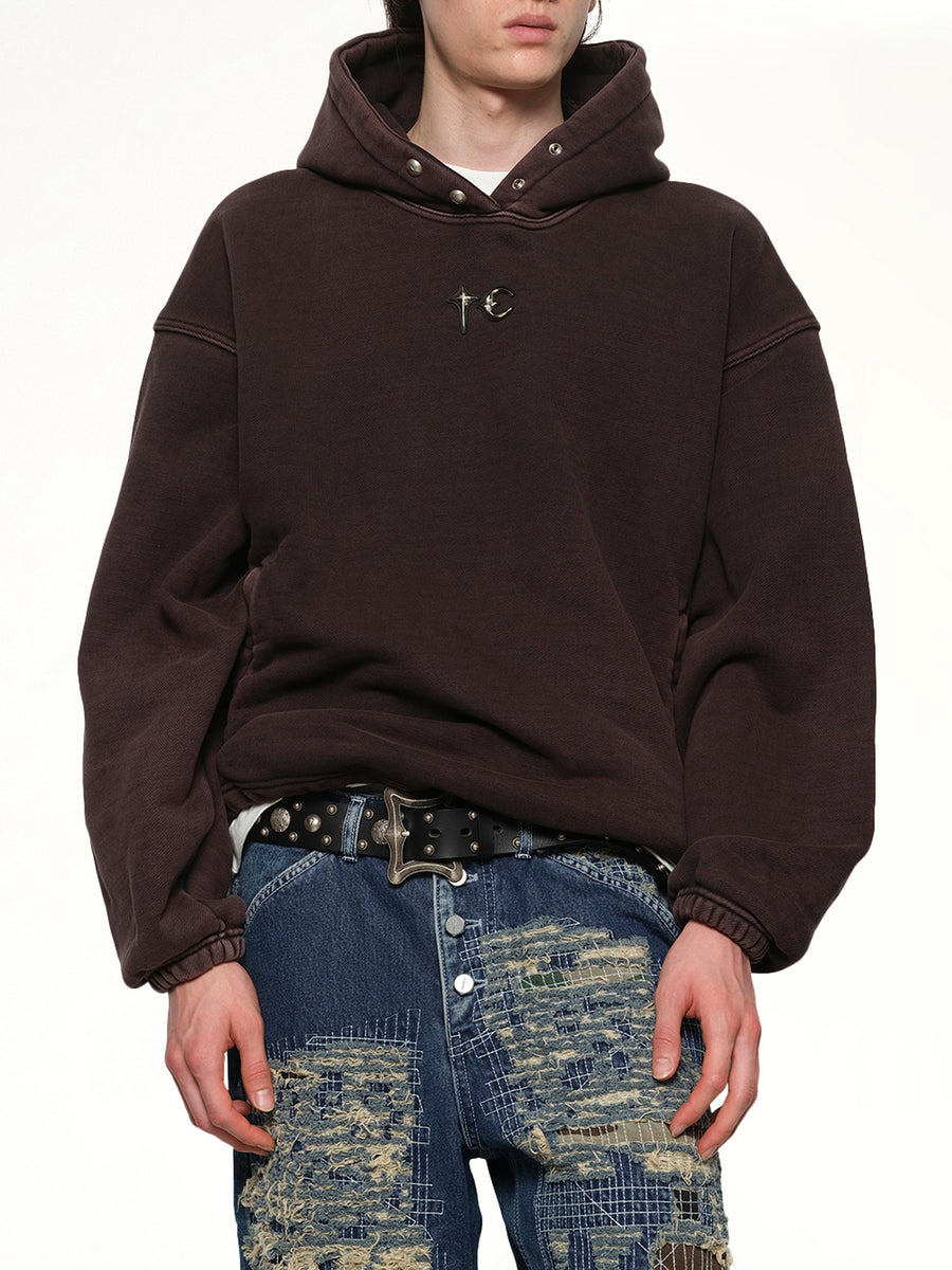 Devil Peace Patch Hoodie in Black
