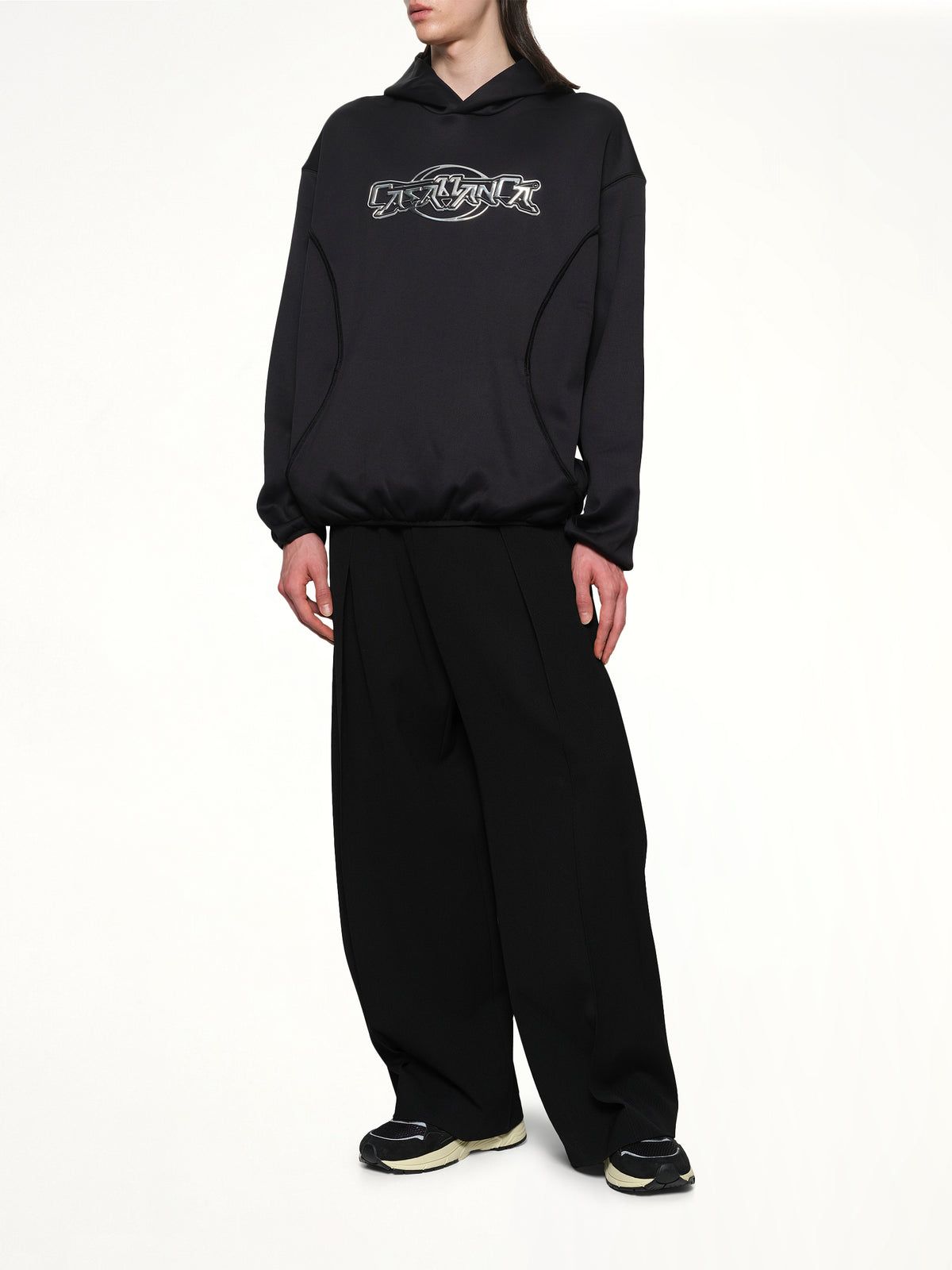 Oversized Panelled Hoodie in Black