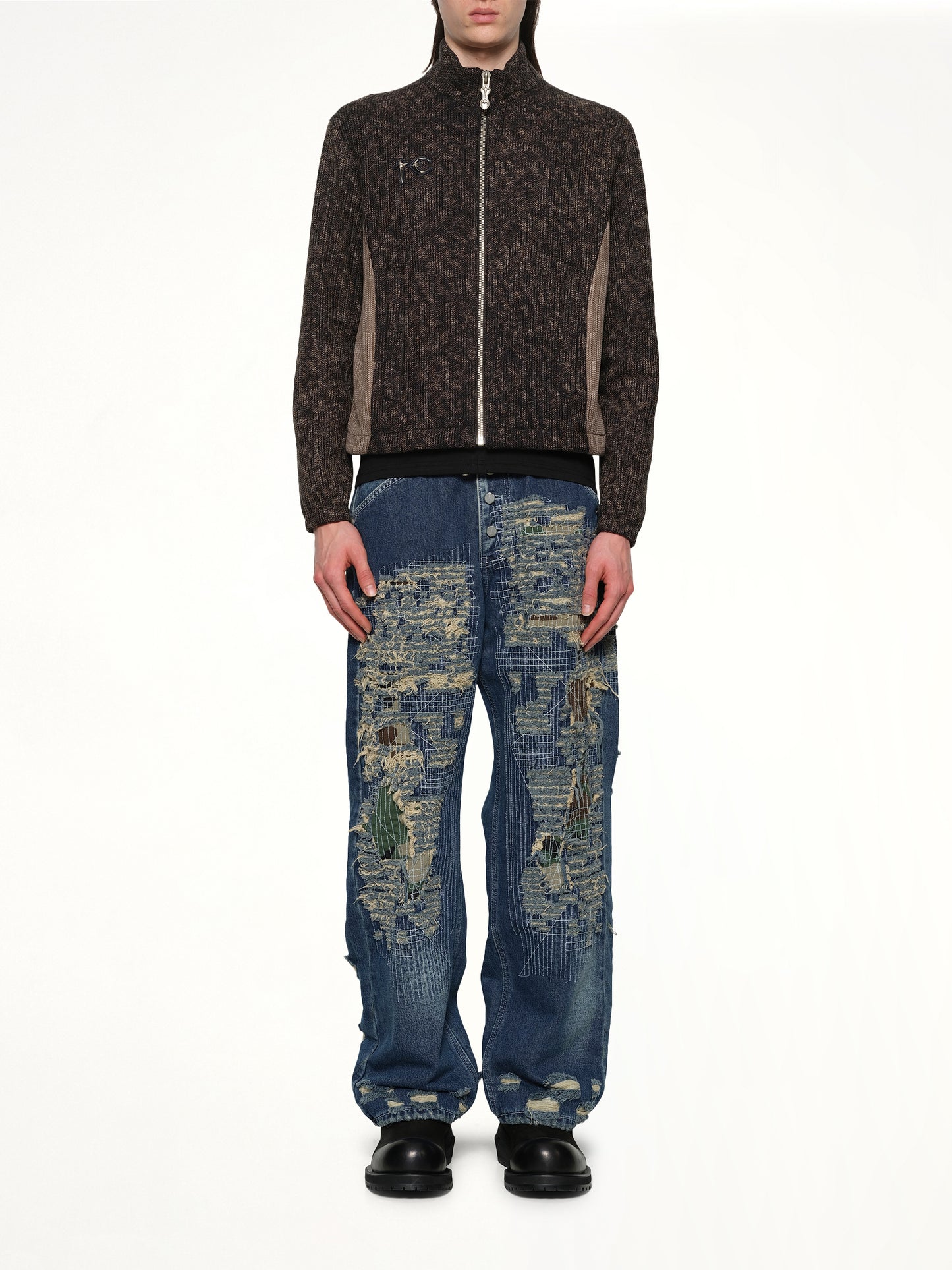 Devil Peace Patch Knit Jacket in Black