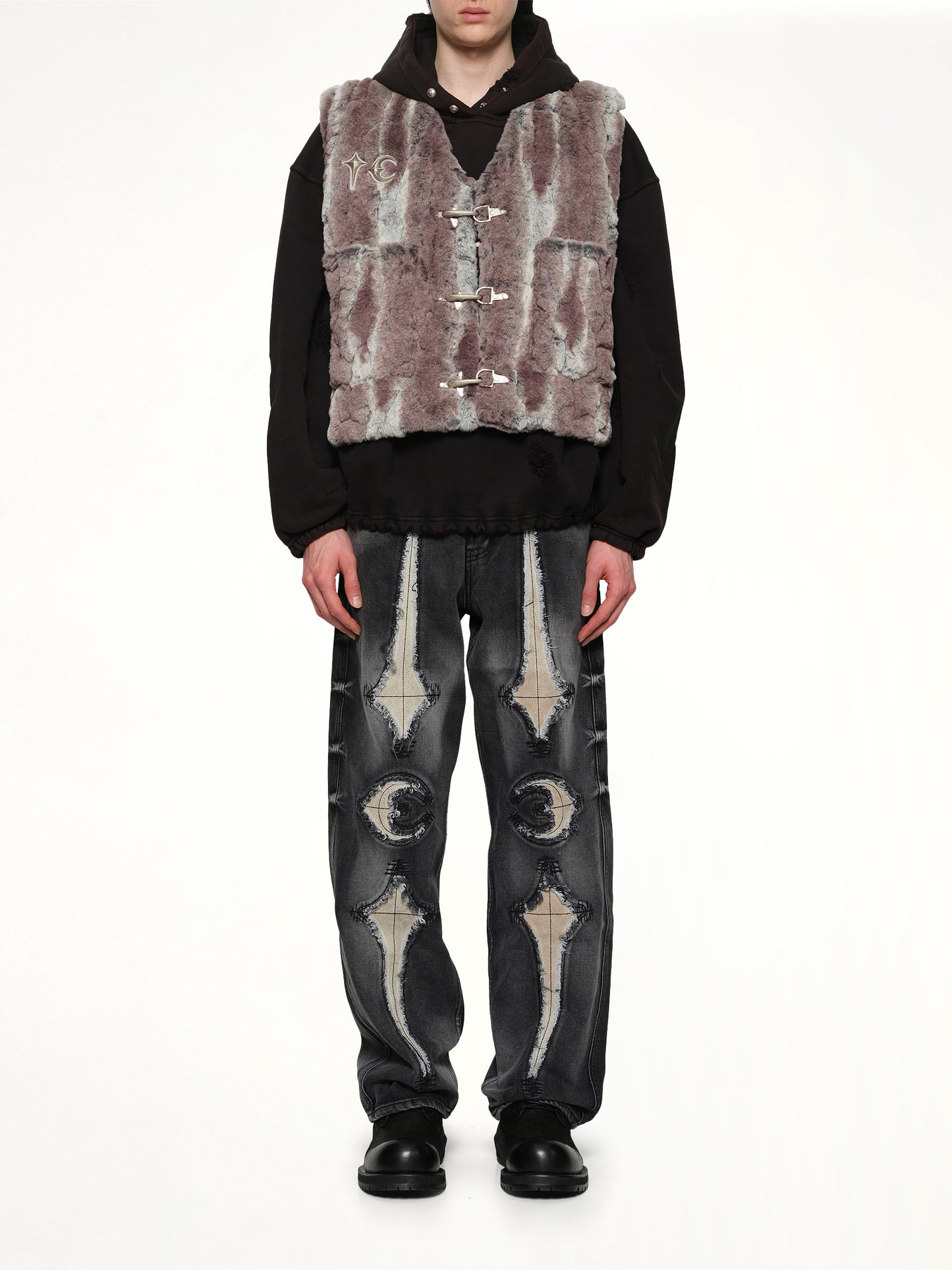 TC Skull Fur Vest in Ivory