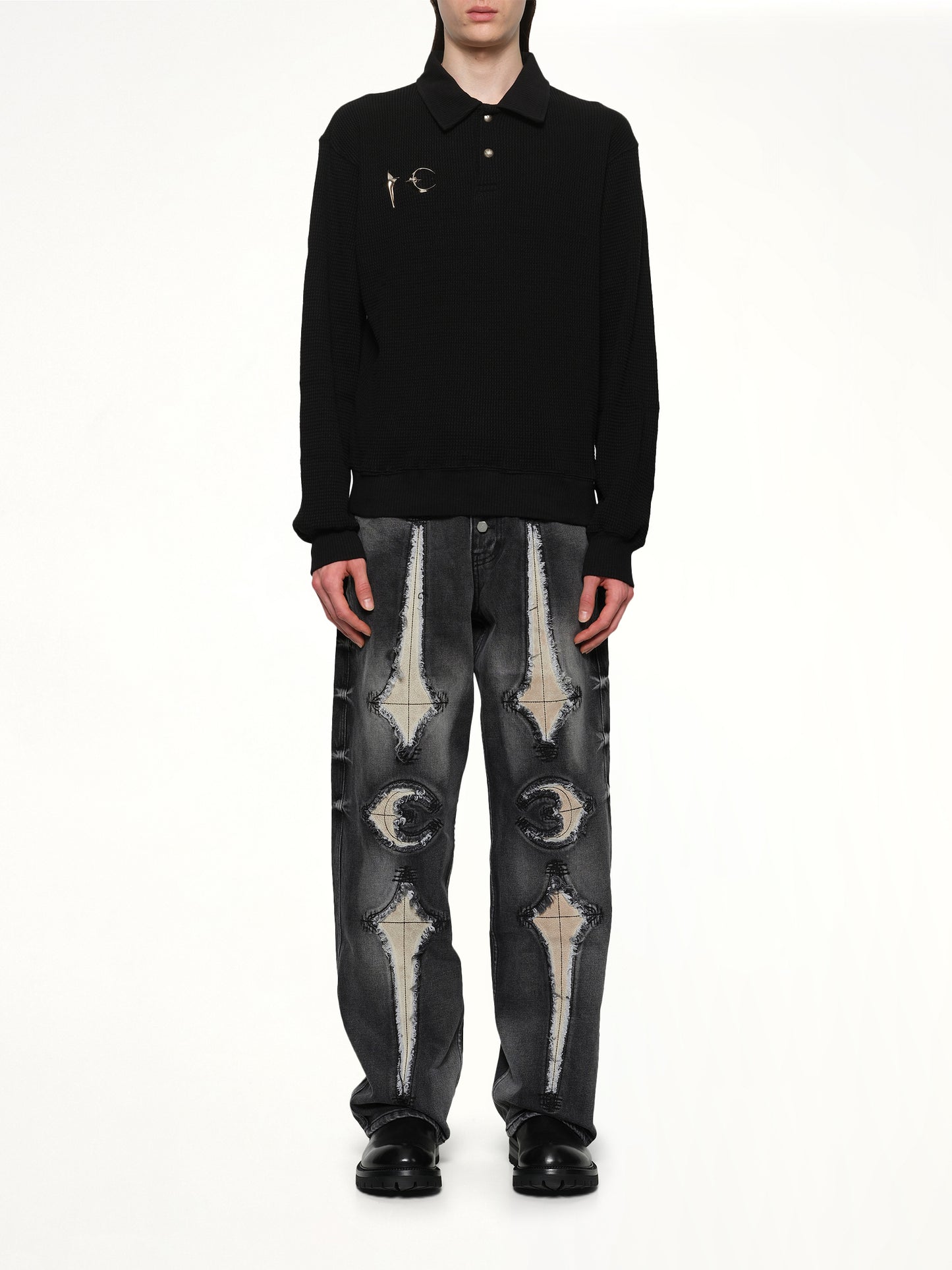 TC Long Sleeve Polo in Black