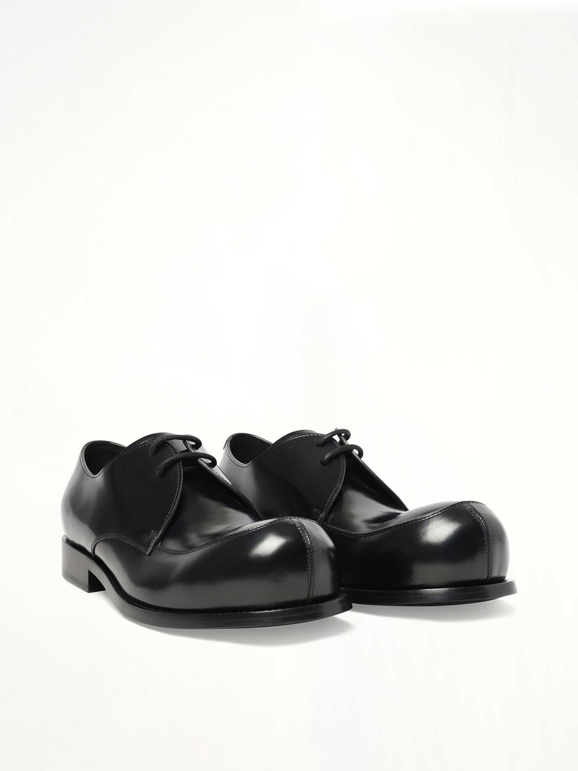 Round Toe Derby in Black Front View | MARNI