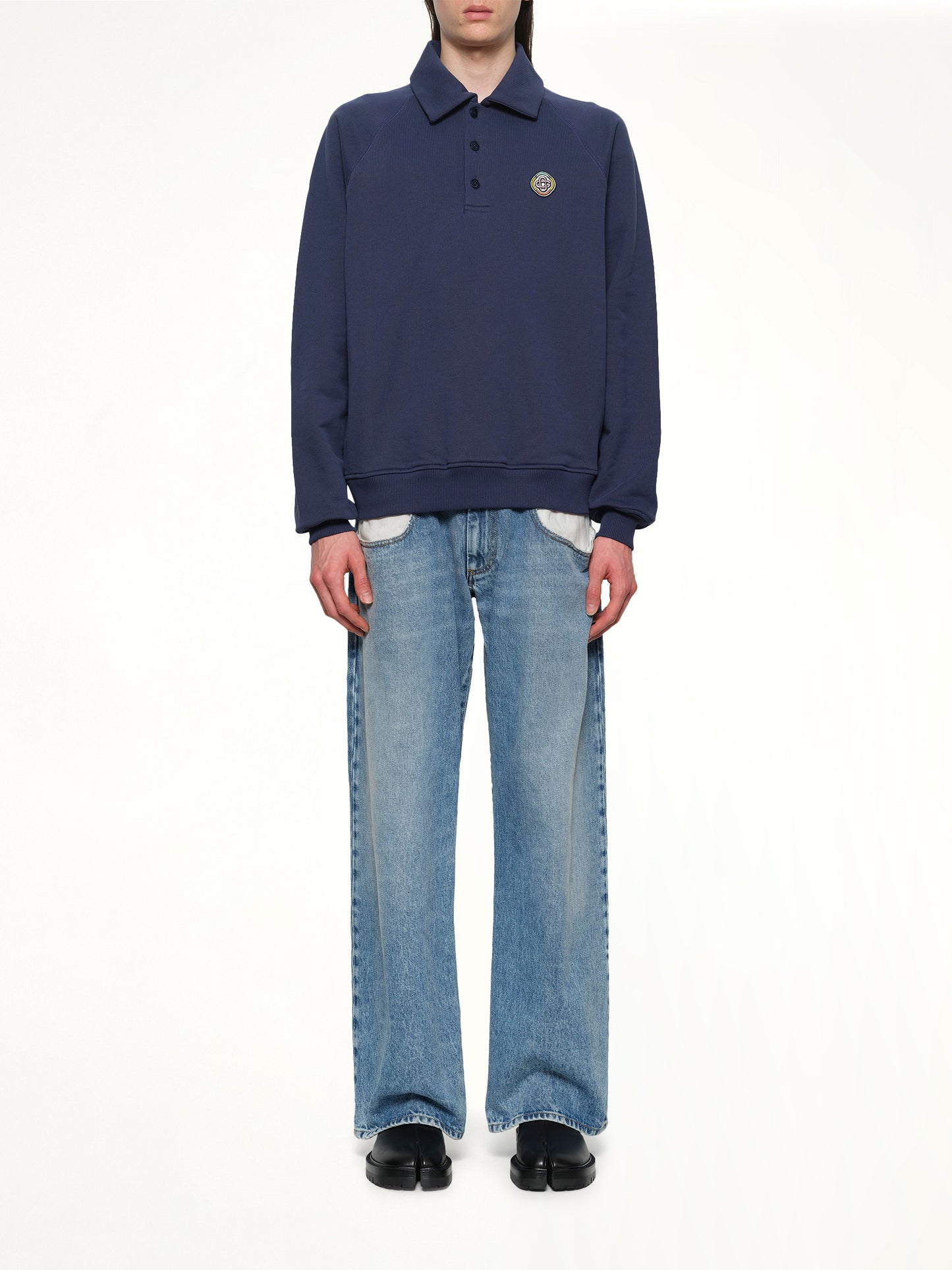 Collar Sweatshirt in Navy