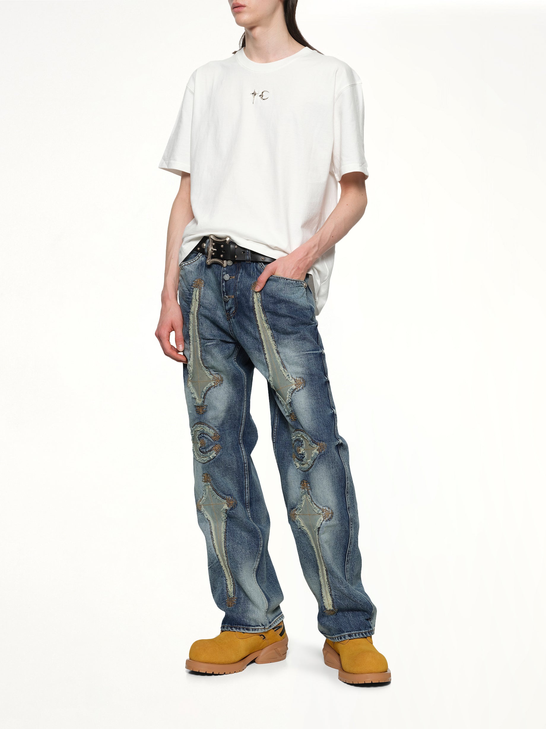 ホワイトのTCベーシックTシャツ