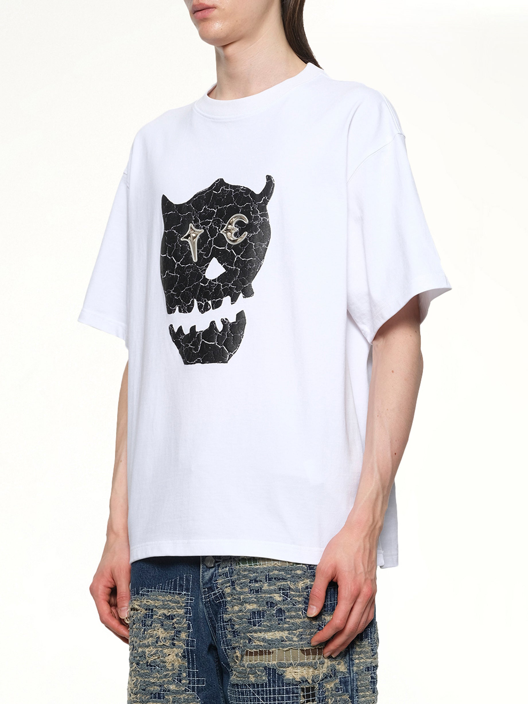ホワイトのTCスカルTシャツ