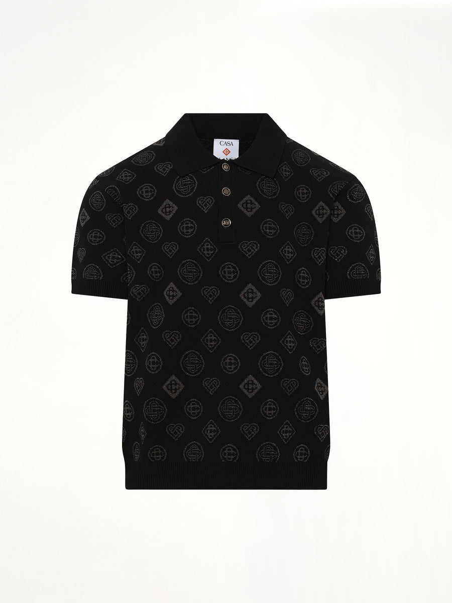 City Jacquard Polo in Black