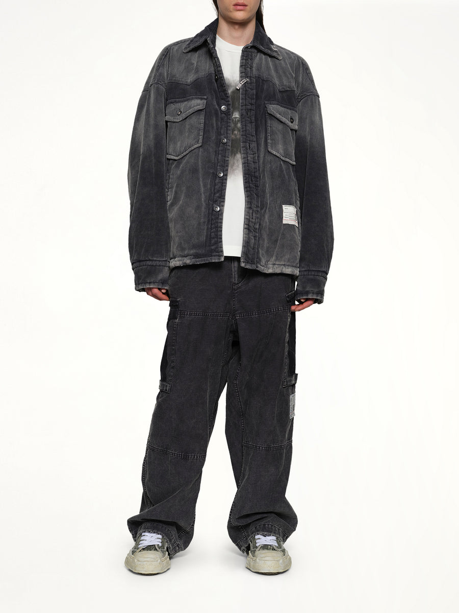 Puffer Corduroy Shirt in Black