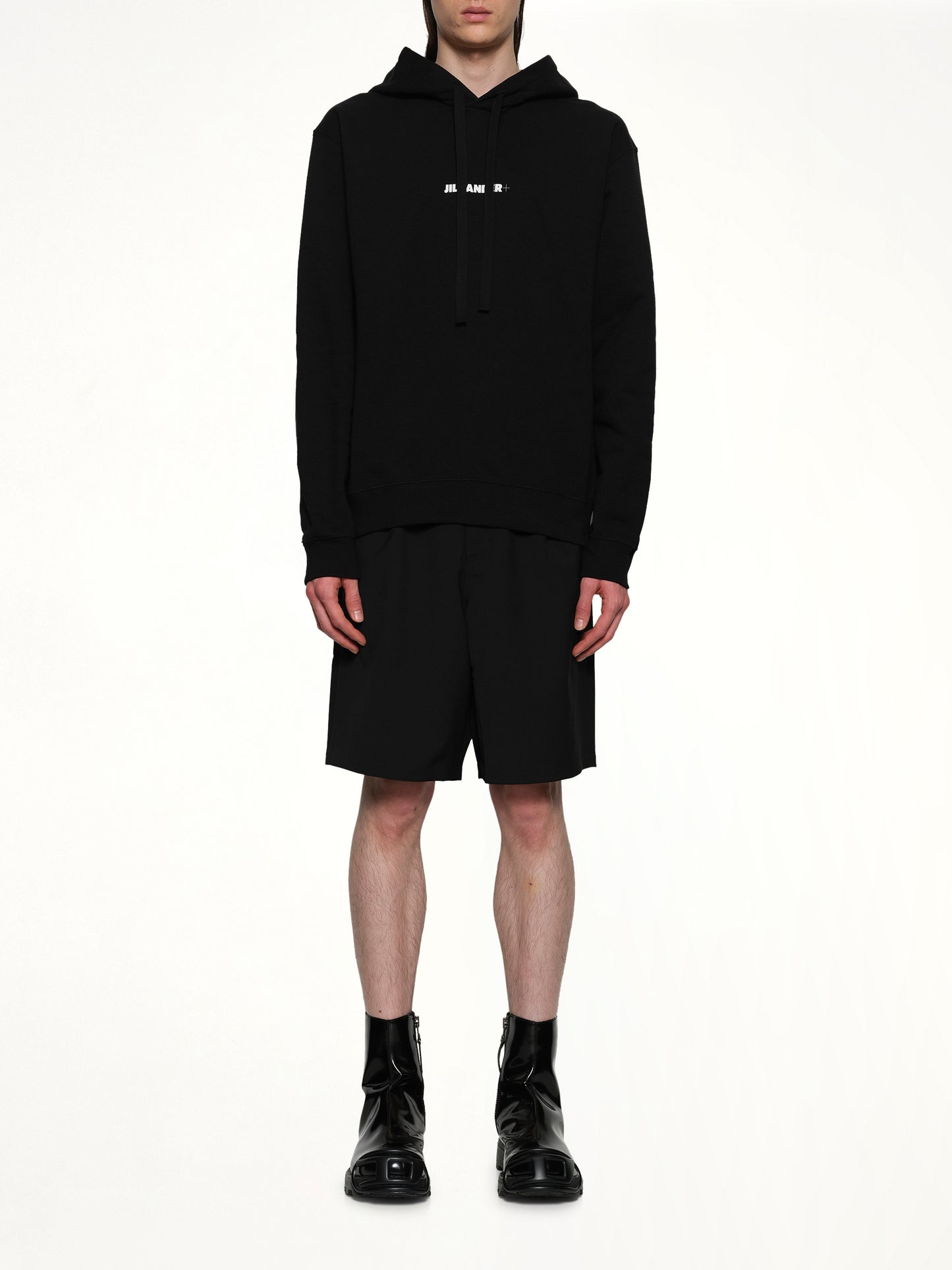 Plus Compact Terry Hoodie in Black