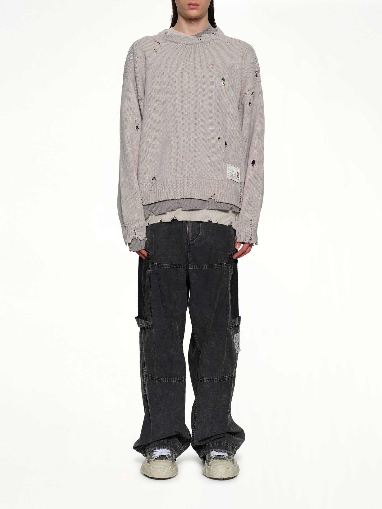 Layered Knit Pullover in Gray