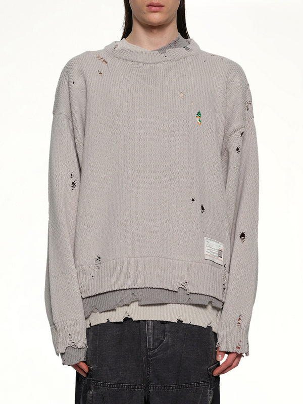 Layered Knit Pullover in Gray