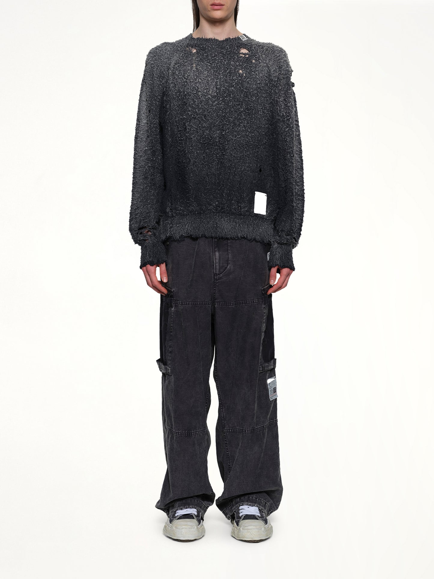 Sun Faded Knit Pullover in Black