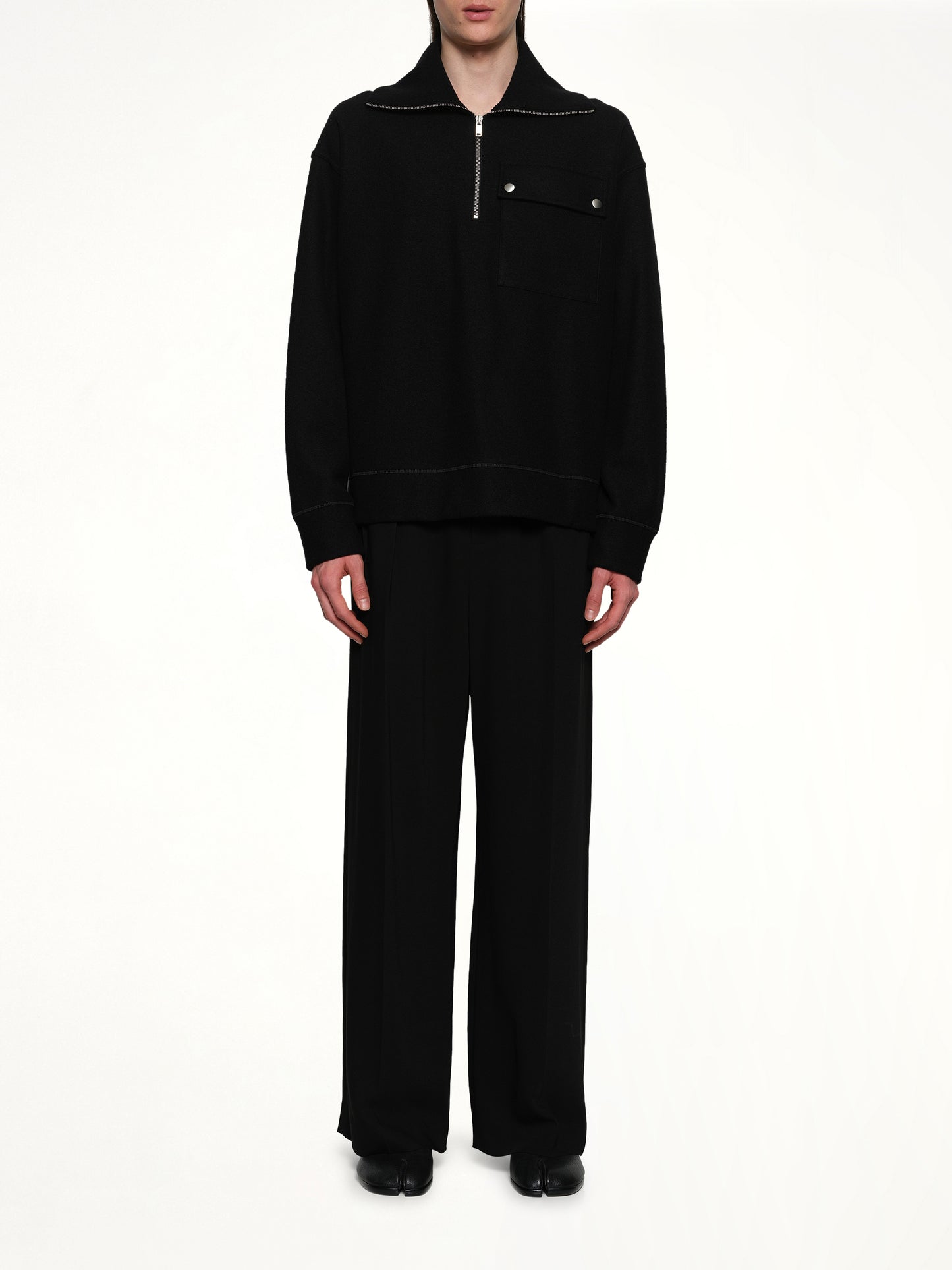 Sweatshirt Polo Collar in Black