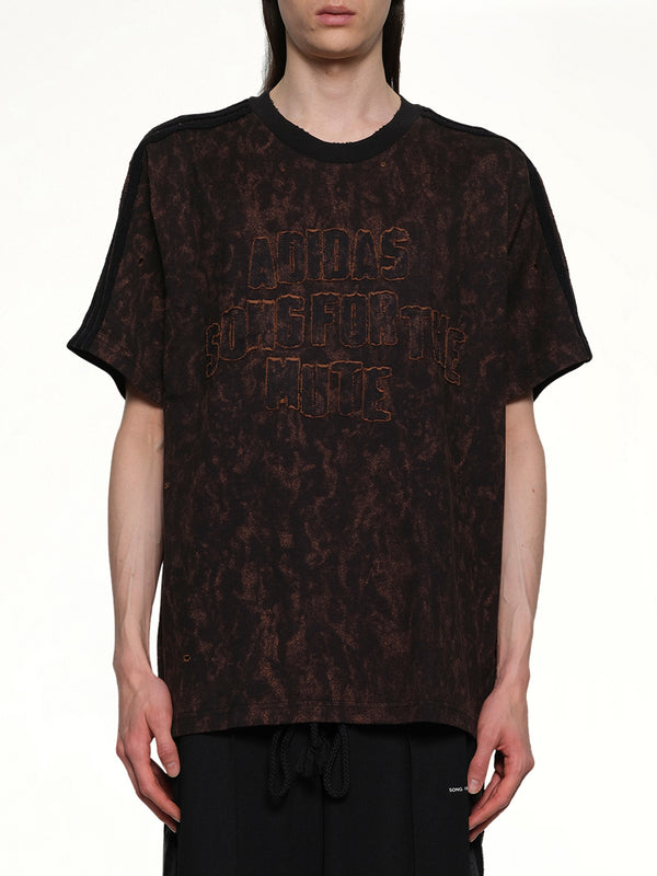 ブラック/ワイルドブラウンのブリーチ効果Tシャツ