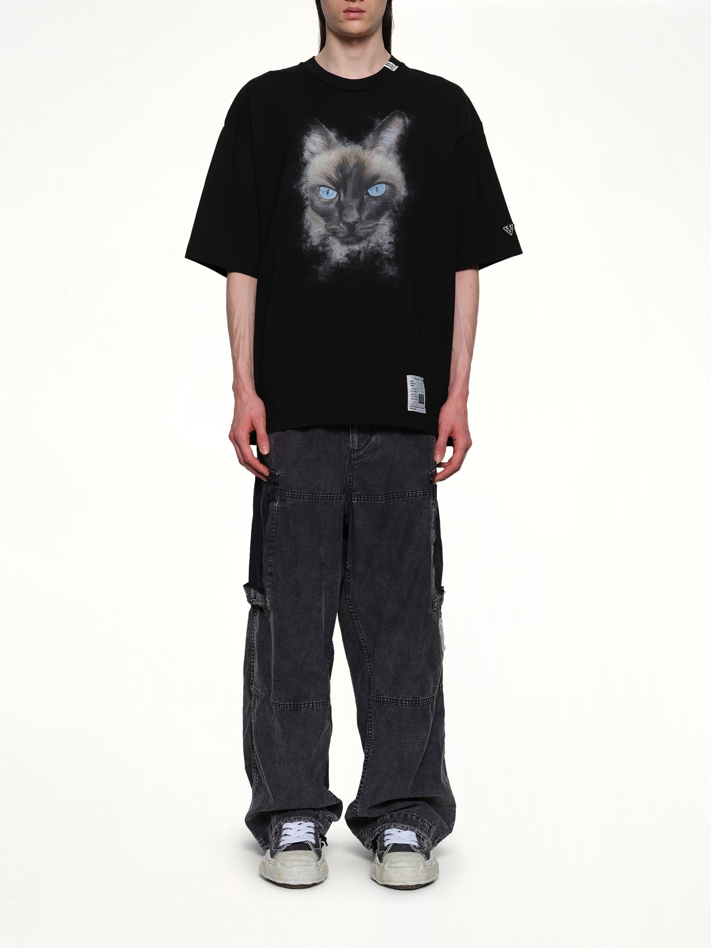 Cat Printed T-Shirt in Black