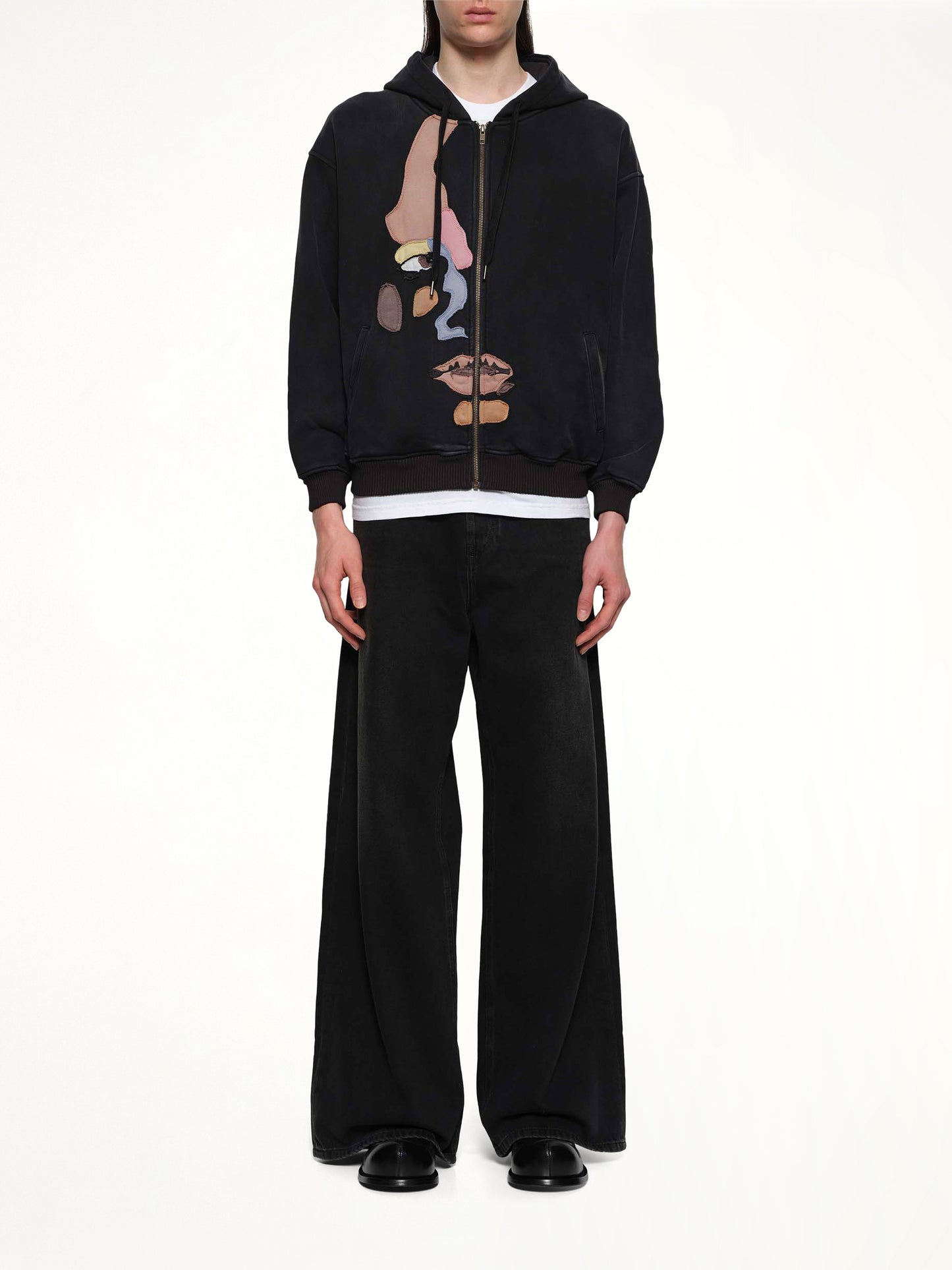 Side Eye Face Hoodie in Black